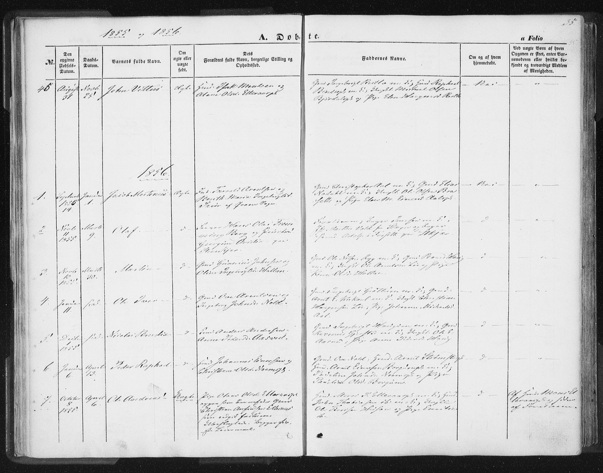 Ministerialprotokoller, klokkerbøker og fødselsregistre - Nord-Trøndelag, SAT/A-1458/746/L0446: Parish register (official) no. 746A05, 1846-1859, p. 35