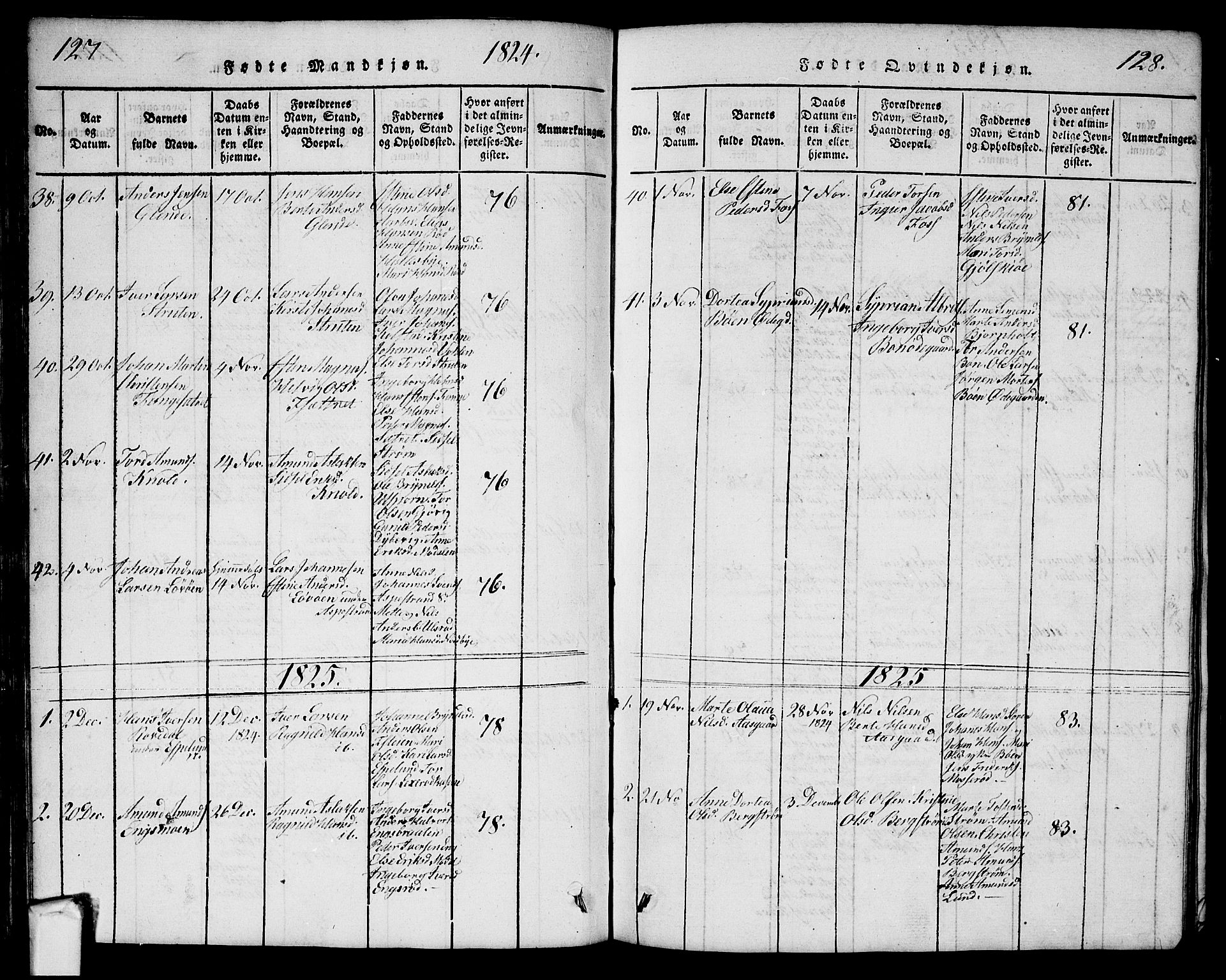 Aremark prestekontor Kirkebøker, AV/SAO-A-10899/G/Ga/L0001: Parish register (copy) no.  I 1, 1814-1834, p. 127-128