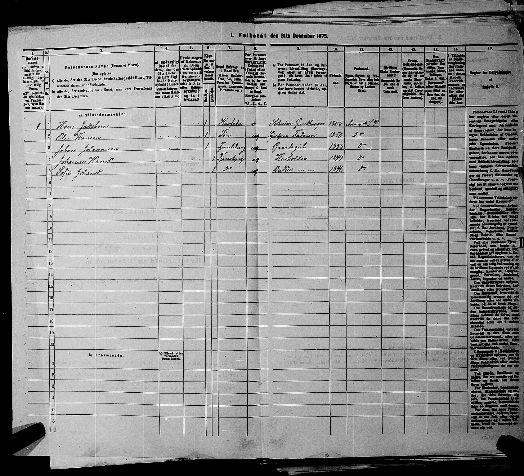 RA, 1875 census for 0118P Aremark, 1875, p. 383