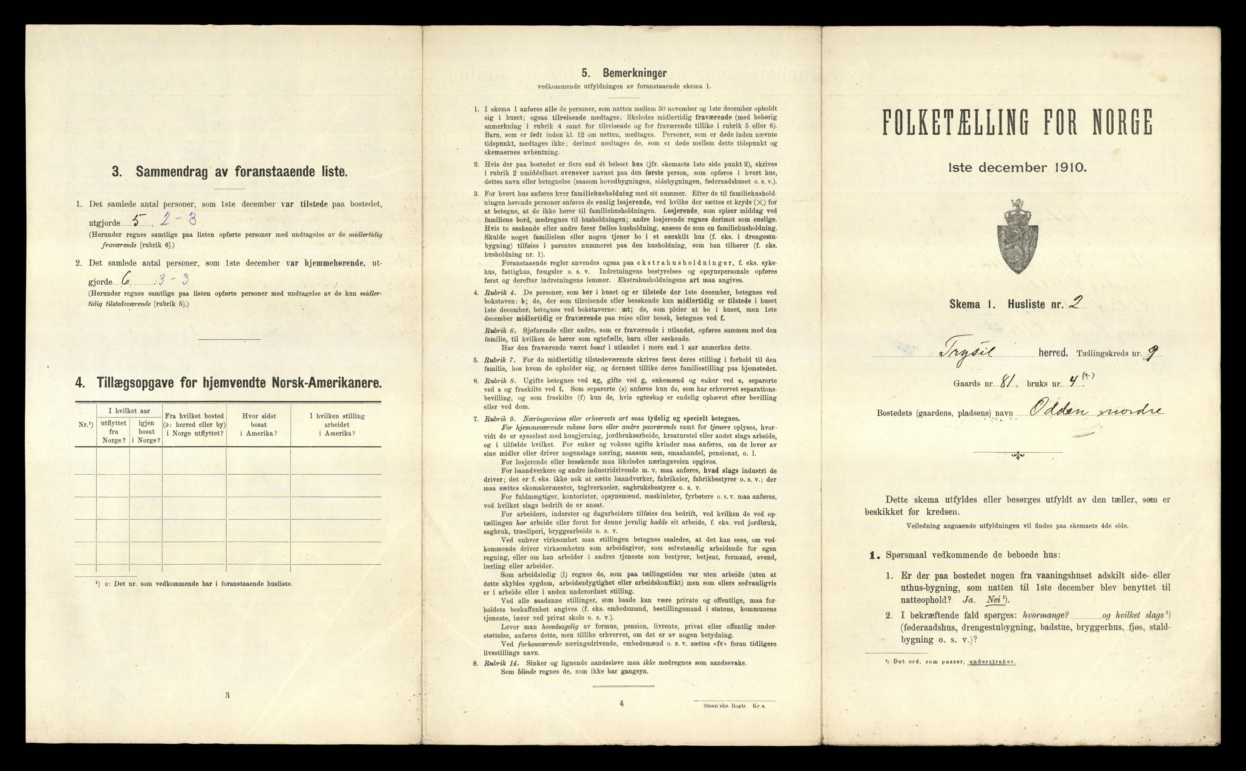 RA, 1910 census for Trysil, 1910, p. 1137