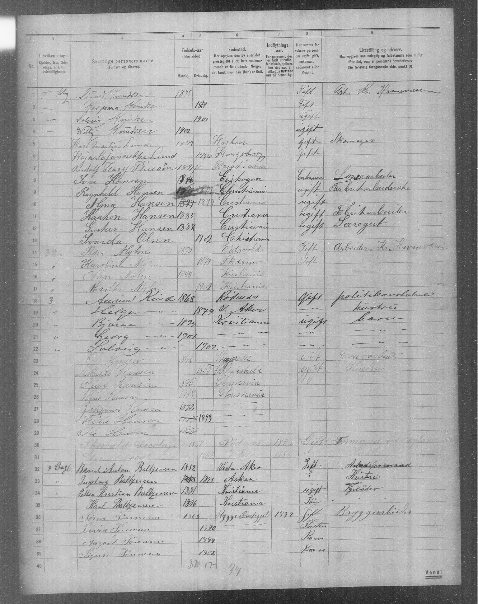 OBA, Municipal Census 1904 for Kristiania, 1904, p. 16306