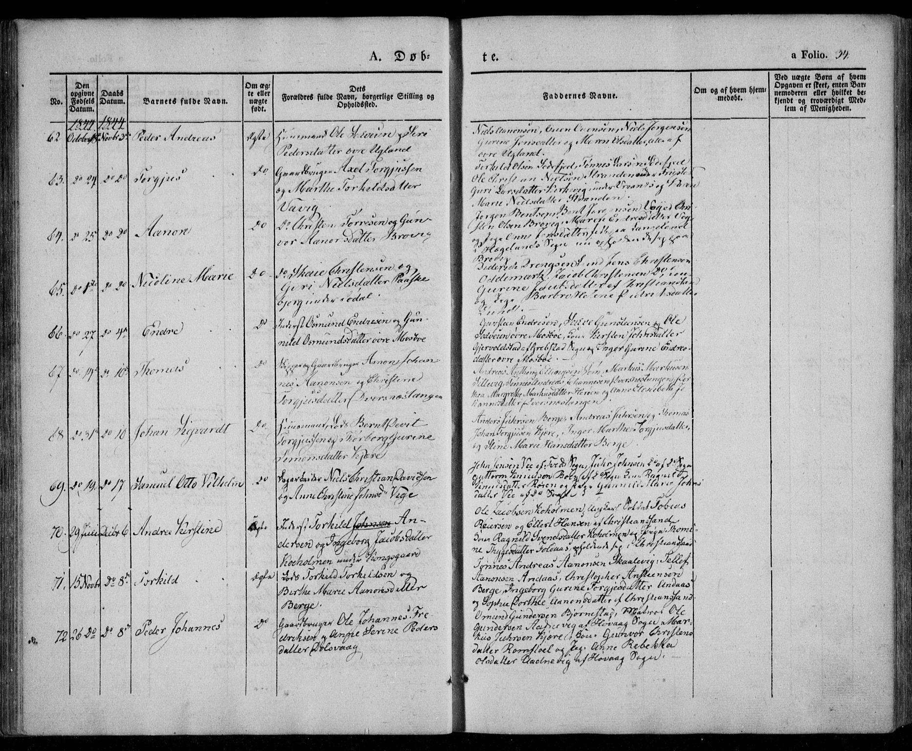 Oddernes sokneprestkontor, AV/SAK-1111-0033/F/Fa/Faa/L0006: Parish register (official) no. A 6, 1838-1851, p. 34