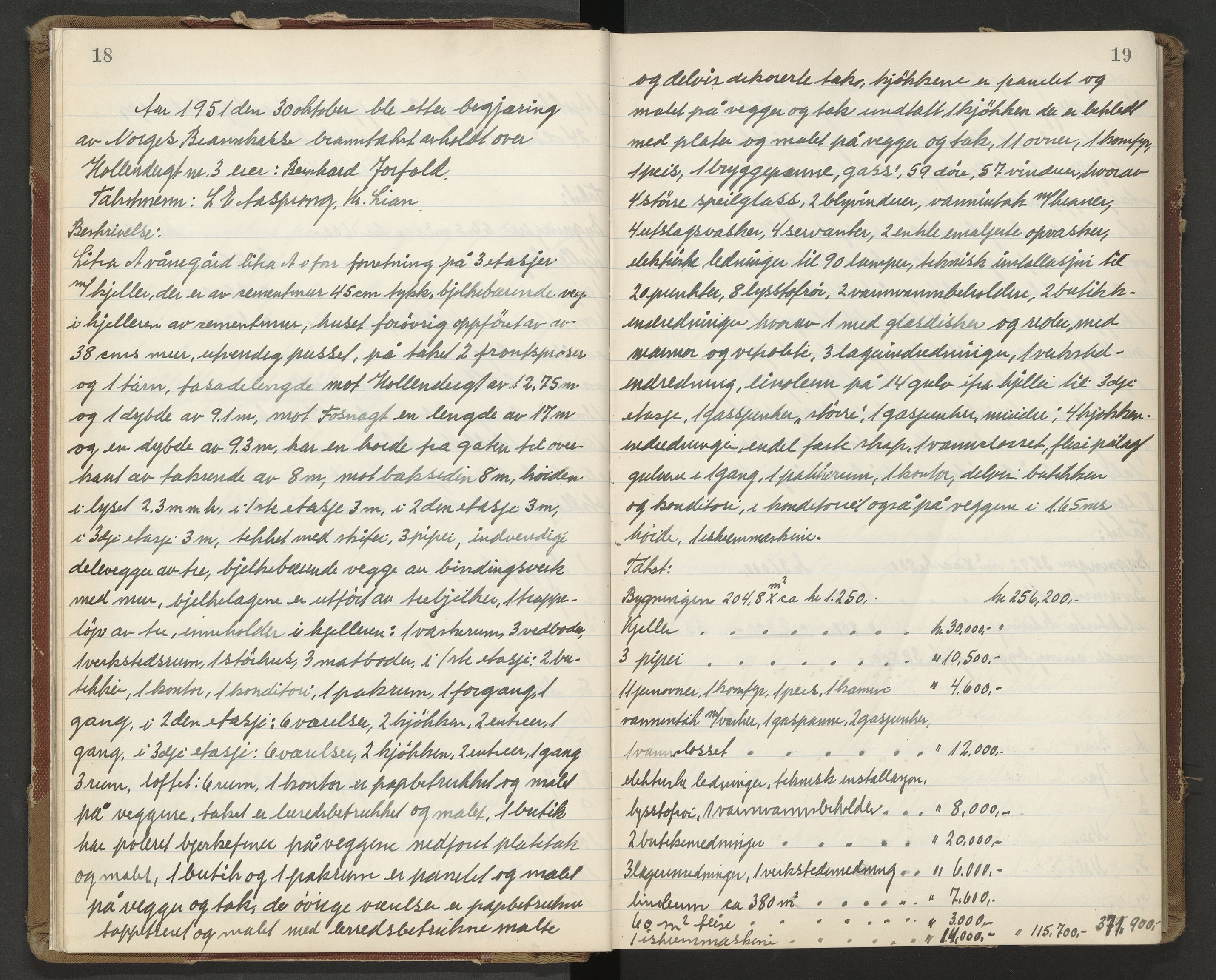 Norges Brannkasse Kristiansund, AV/SAT-A-4776/A/L0020: Branntakstprotokoll, 1951-1954, p. 18-19