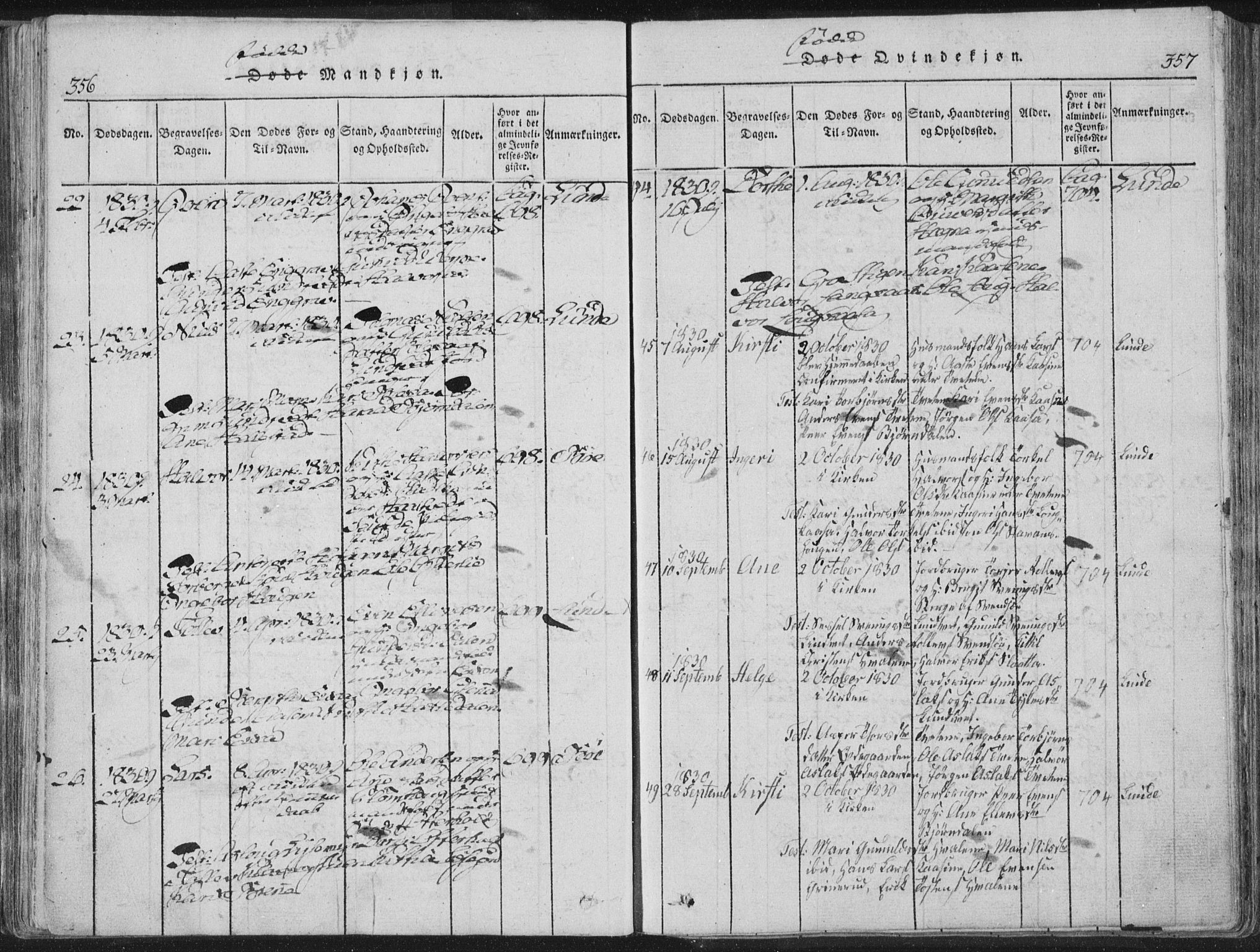 Bø kirkebøker, SAKO/A-257/F/Fa/L0006: Parish register (official) no. 6, 1815-1831, p. 356-357