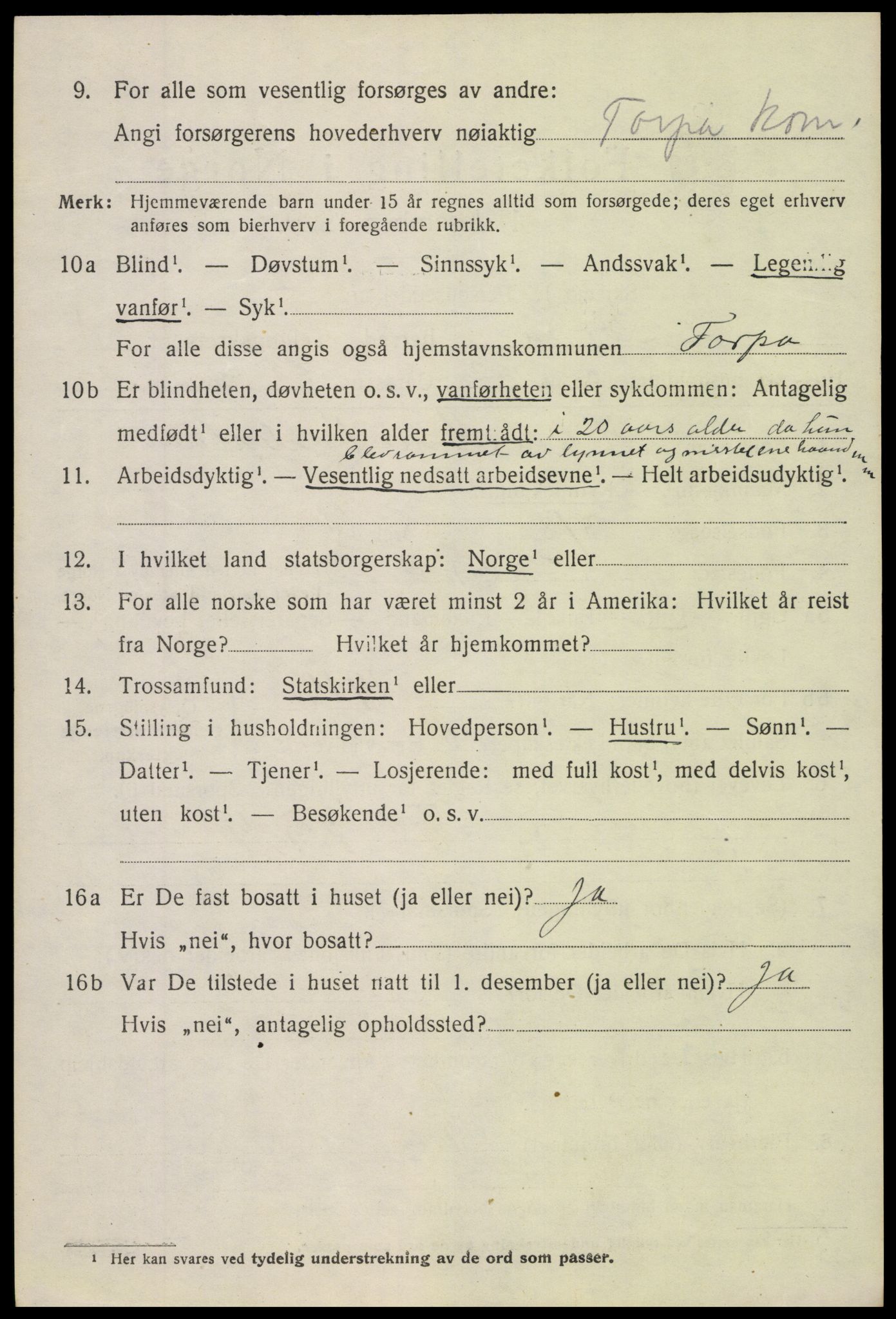 SAH, 1920 census for Torpa, 1920, p. 5226