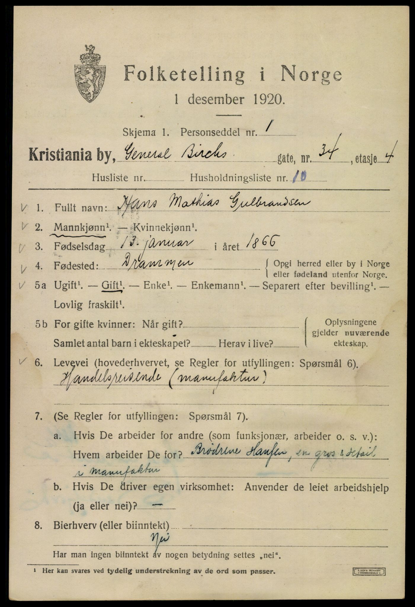 SAO, 1920 census for Kristiania, 1920, p. 247299