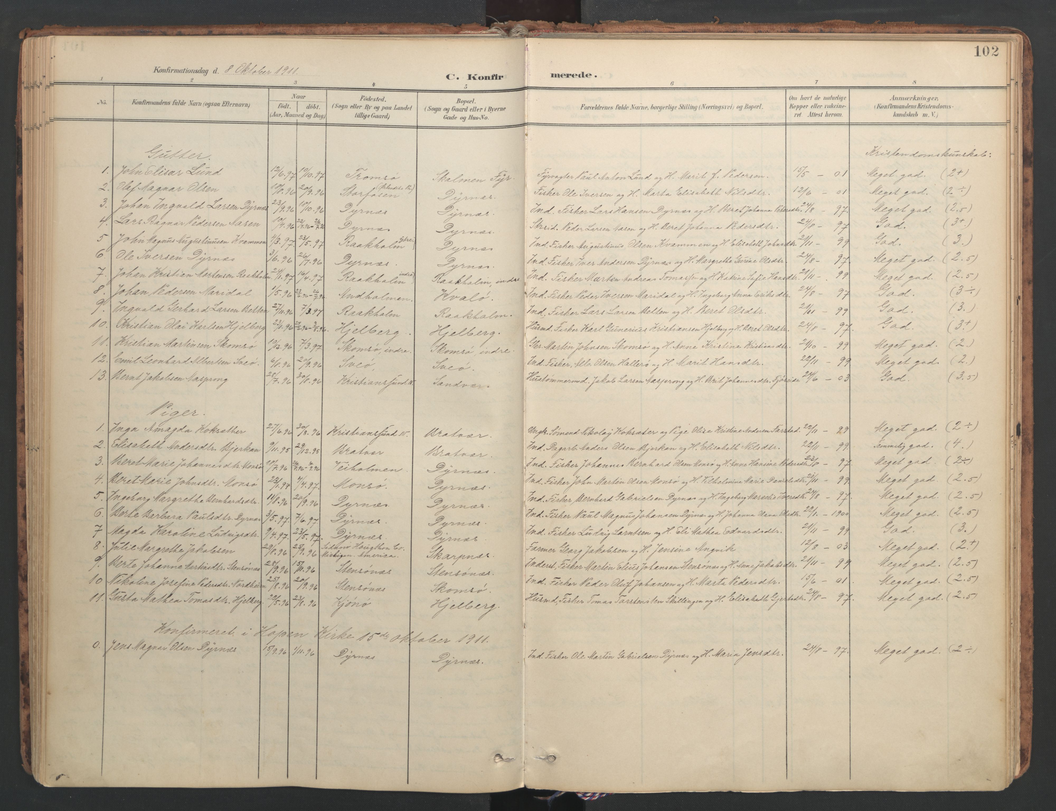 Ministerialprotokoller, klokkerbøker og fødselsregistre - Møre og Romsdal, SAT/A-1454/582/L0948: Parish register (official) no. 582A02, 1901-1922, p. 102