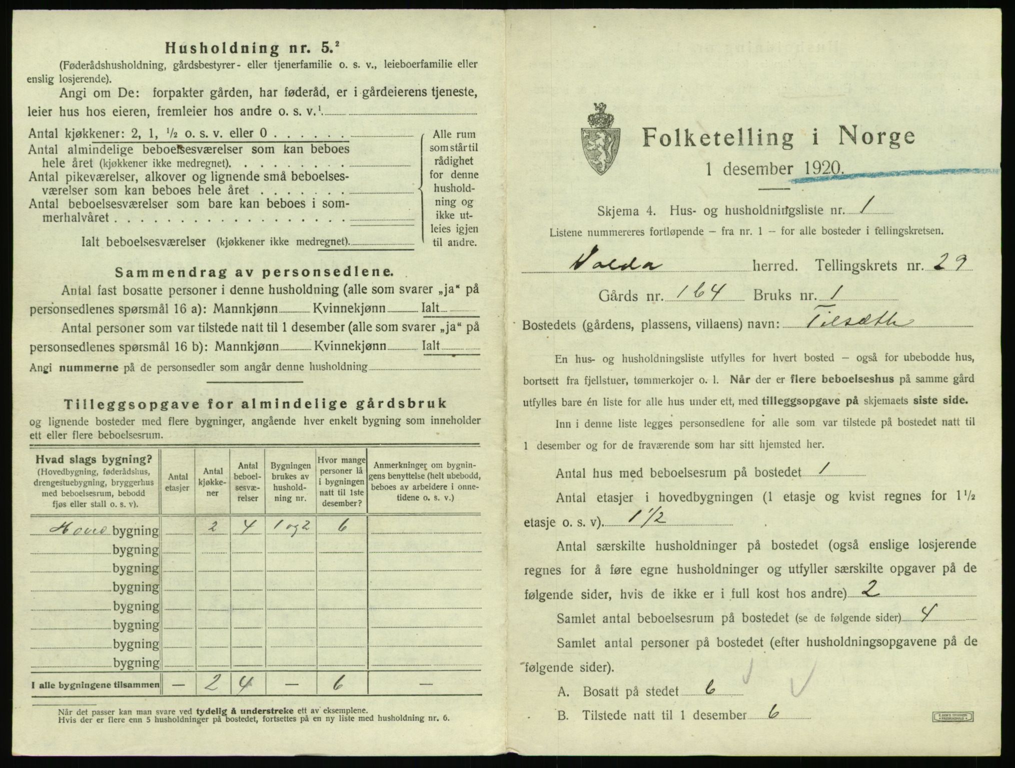 SAT, 1920 census for Volda, 1920, p. 1814