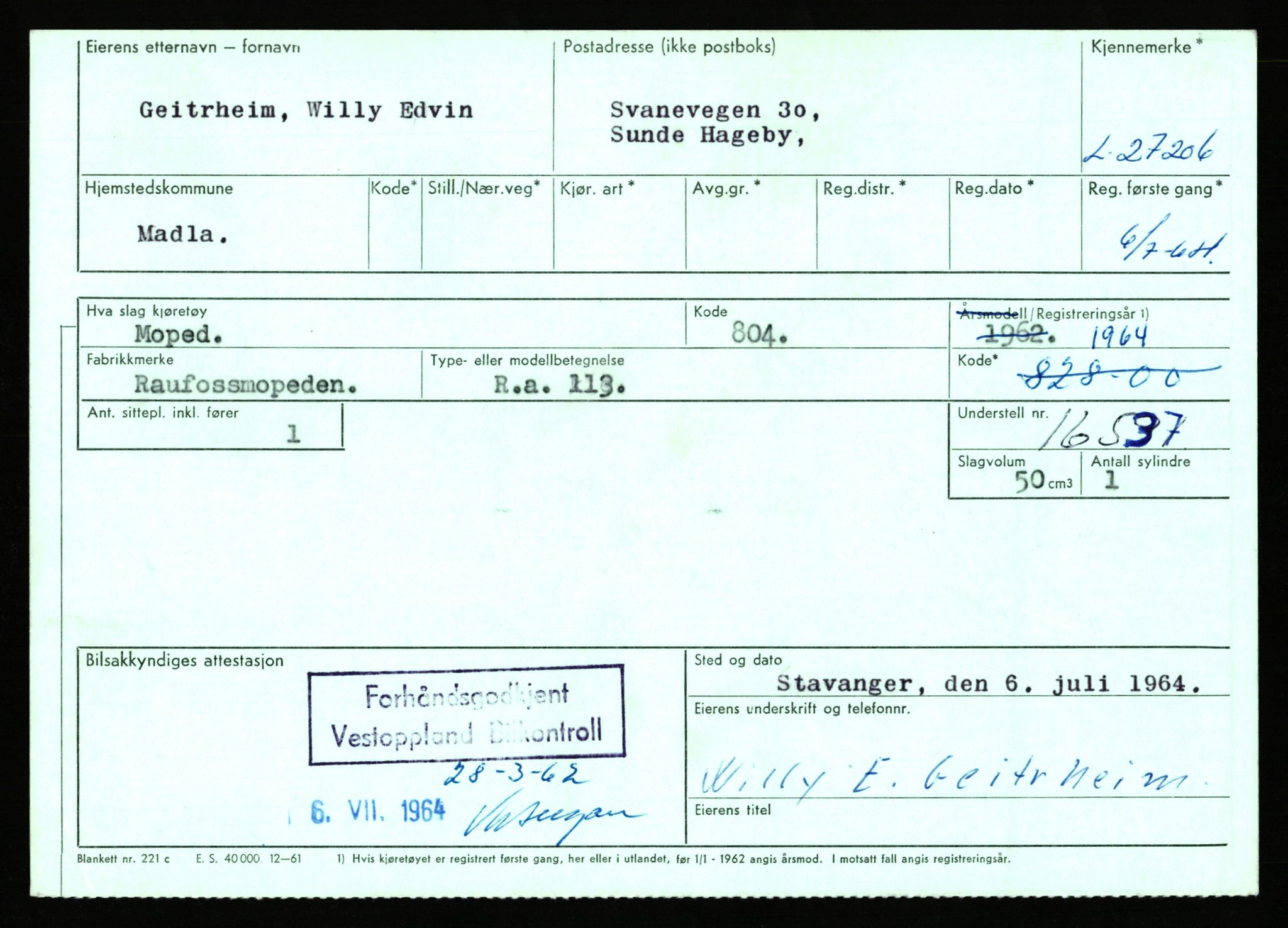 Stavanger trafikkstasjon, AV/SAST-A-101942/0/F/L0045: L-27000 - L-27799, 1930-1971, p. 491