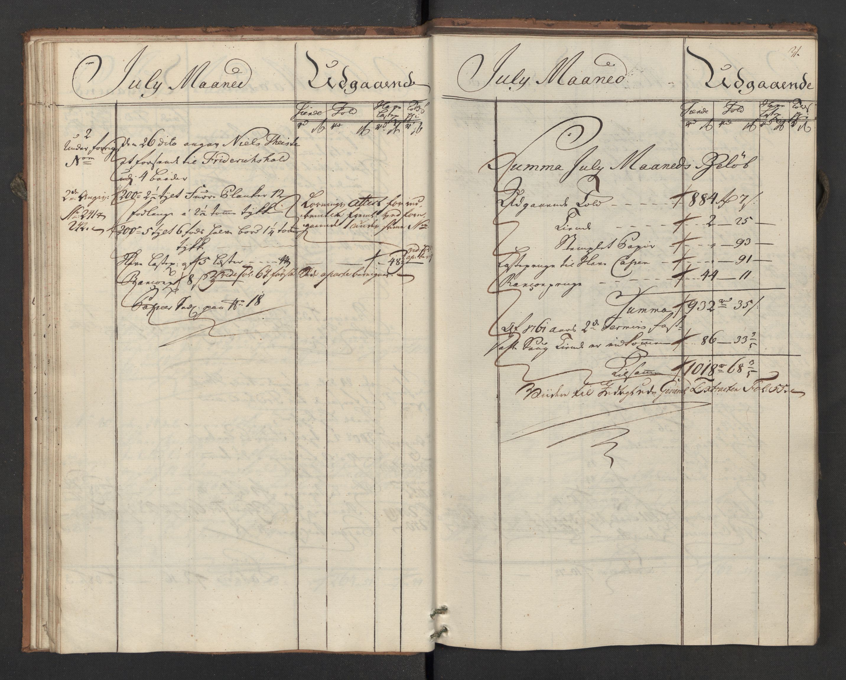 Generaltollkammeret, tollregnskaper, AV/RA-EA-5490/R02/L0035/0001: Tollregnskaper Fredrikstad / Utgående hovedtollbok, 1762, p. 30b-31a