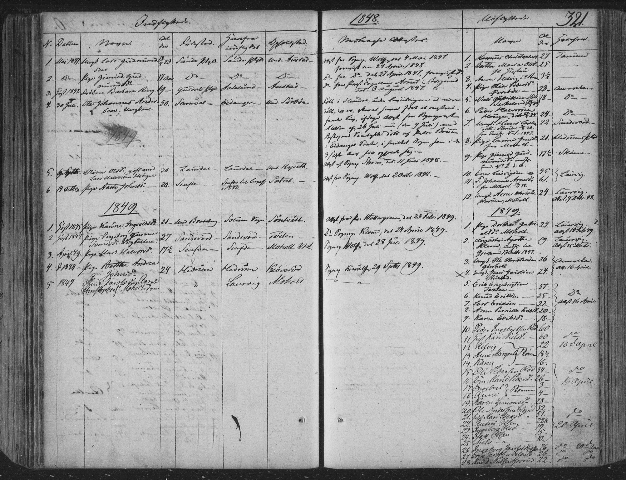 Siljan kirkebøker, SAKO/A-300/F/Fa/L0001: Parish register (official) no. 1, 1831-1870, p. 321