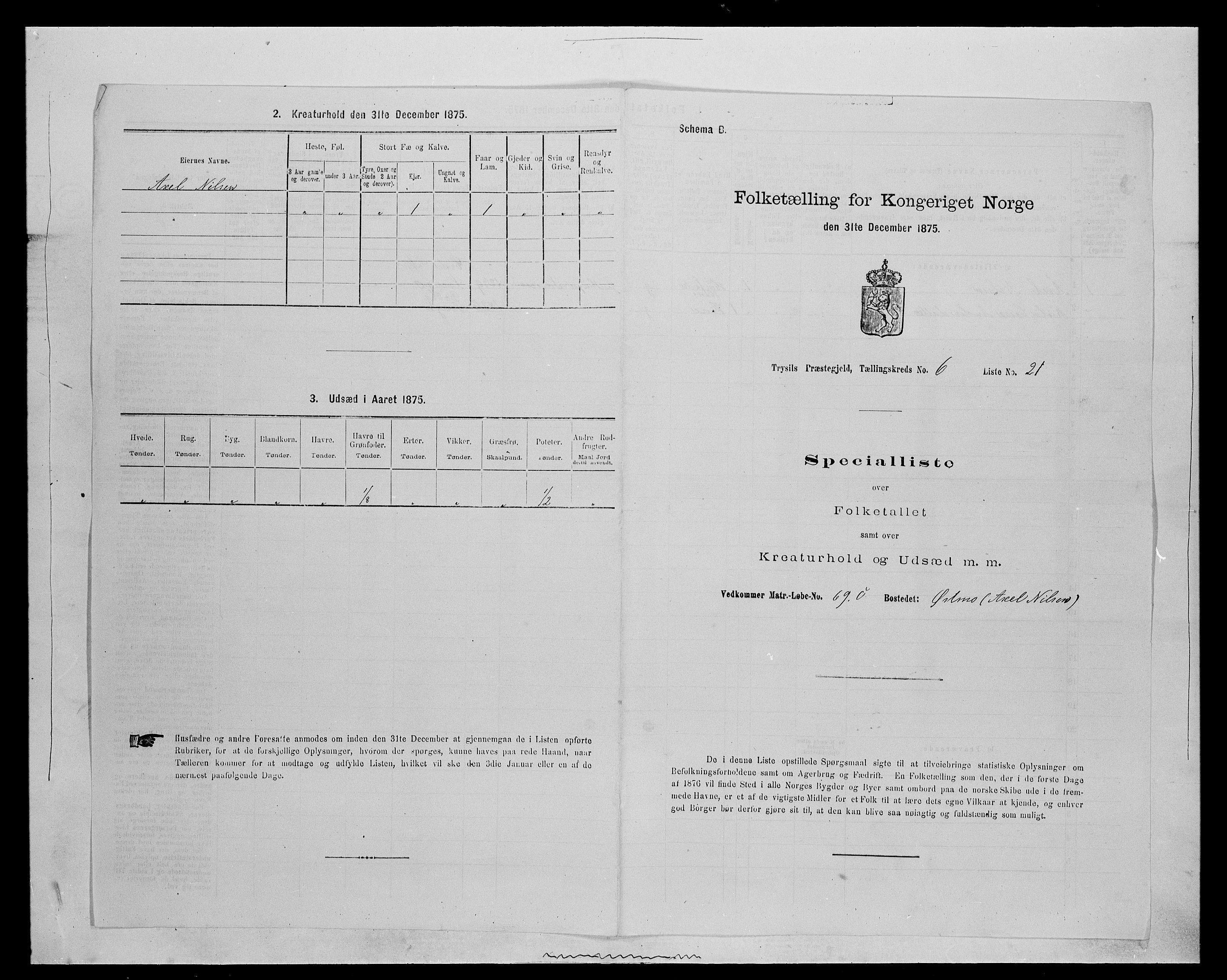 SAH, 1875 census for 0428P Trysil, 1875, p. 761