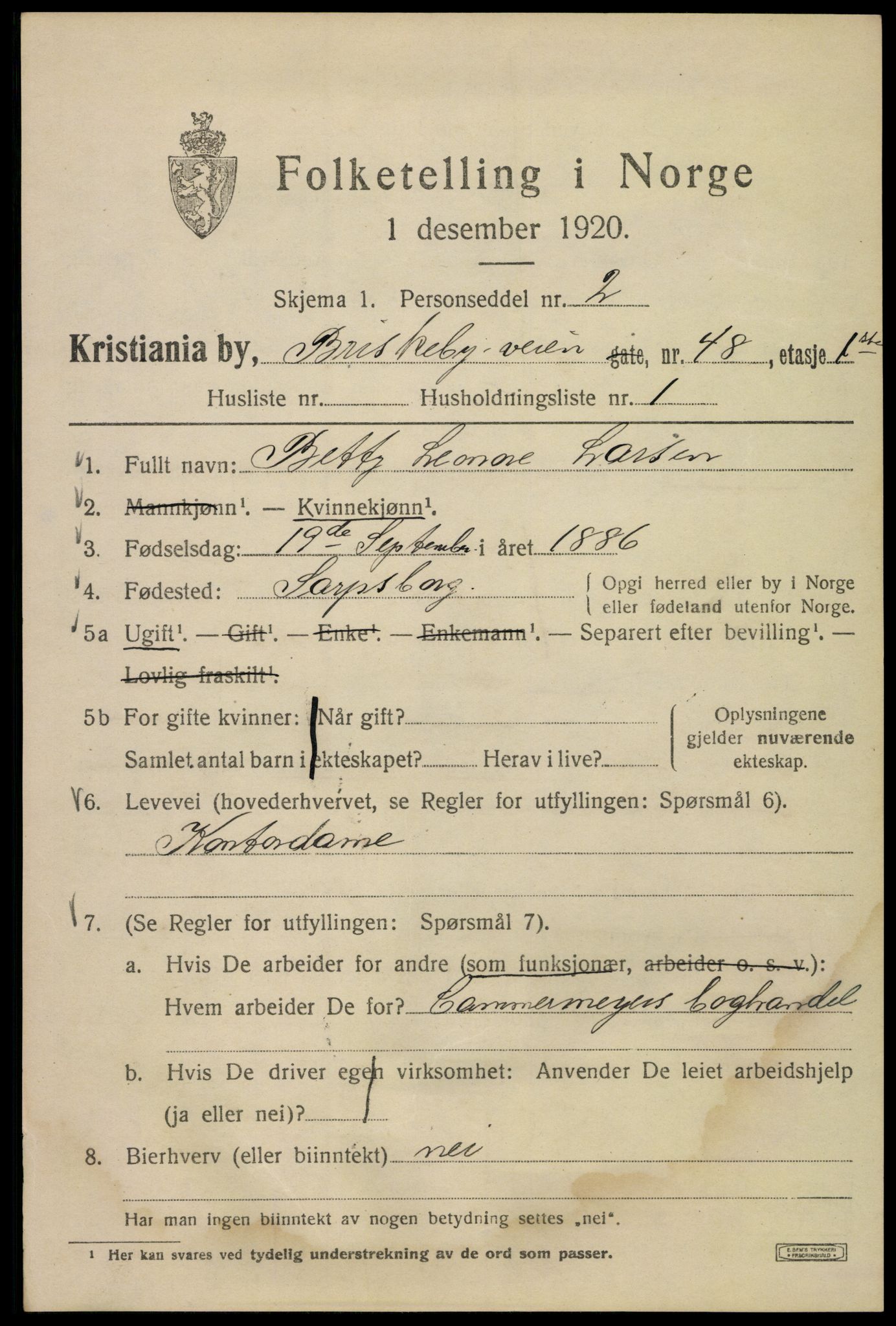 SAO, 1920 census for Kristiania, 1920, p. 173821