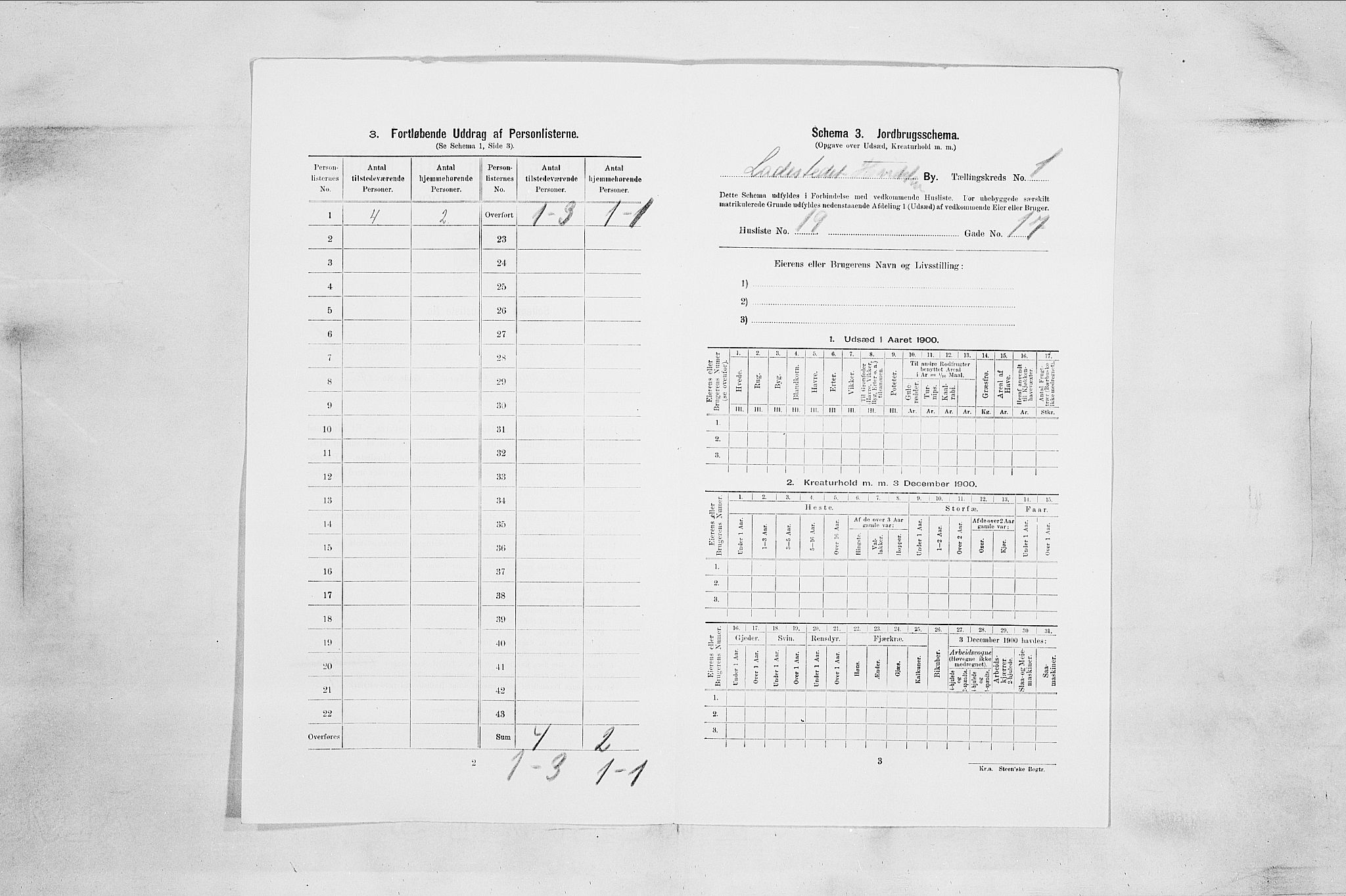 SAO, 1900 census for Hvitsten, 1900