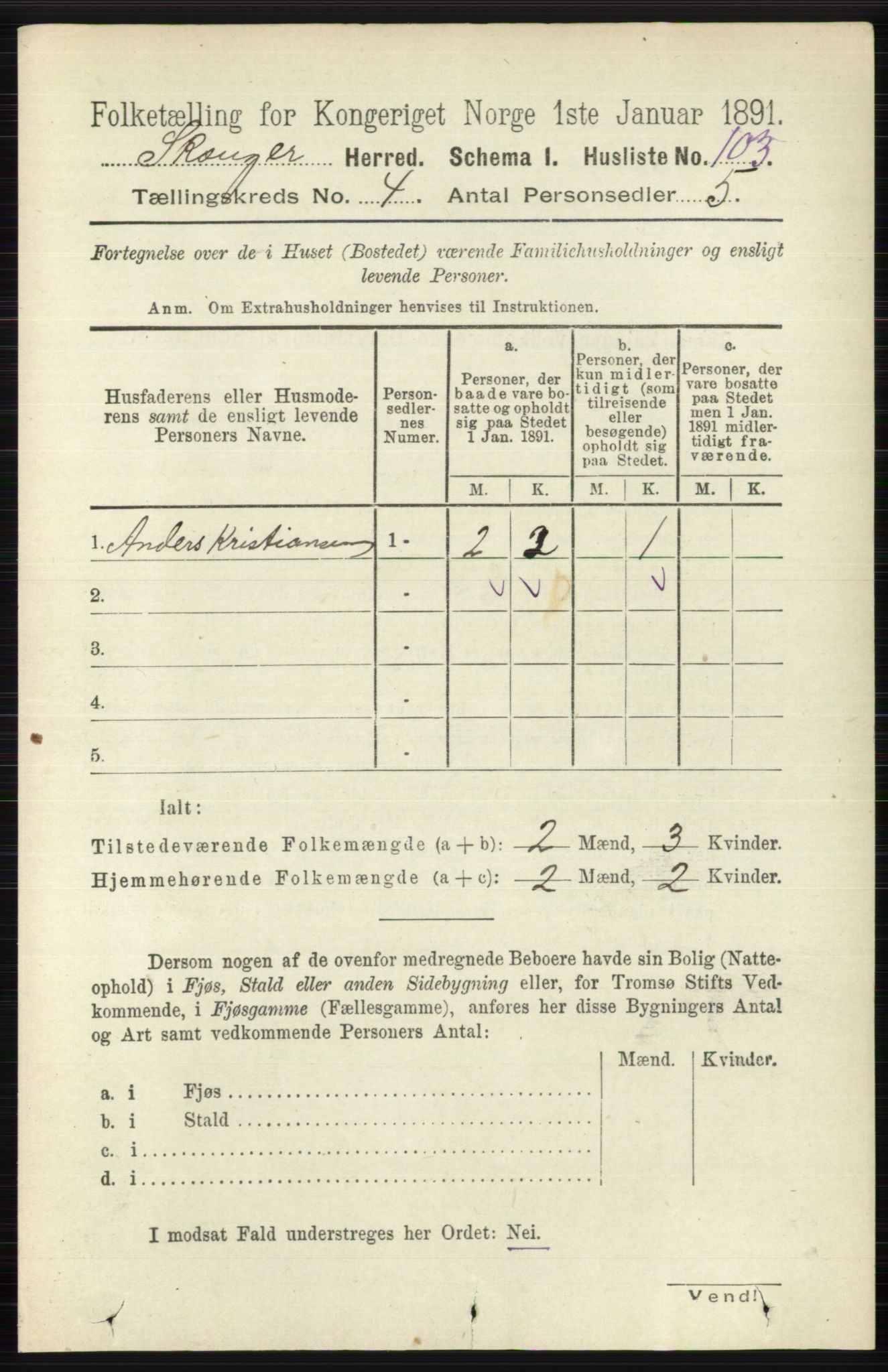 RA, 1891 census for 0712 Skoger, 1891, p. 2254