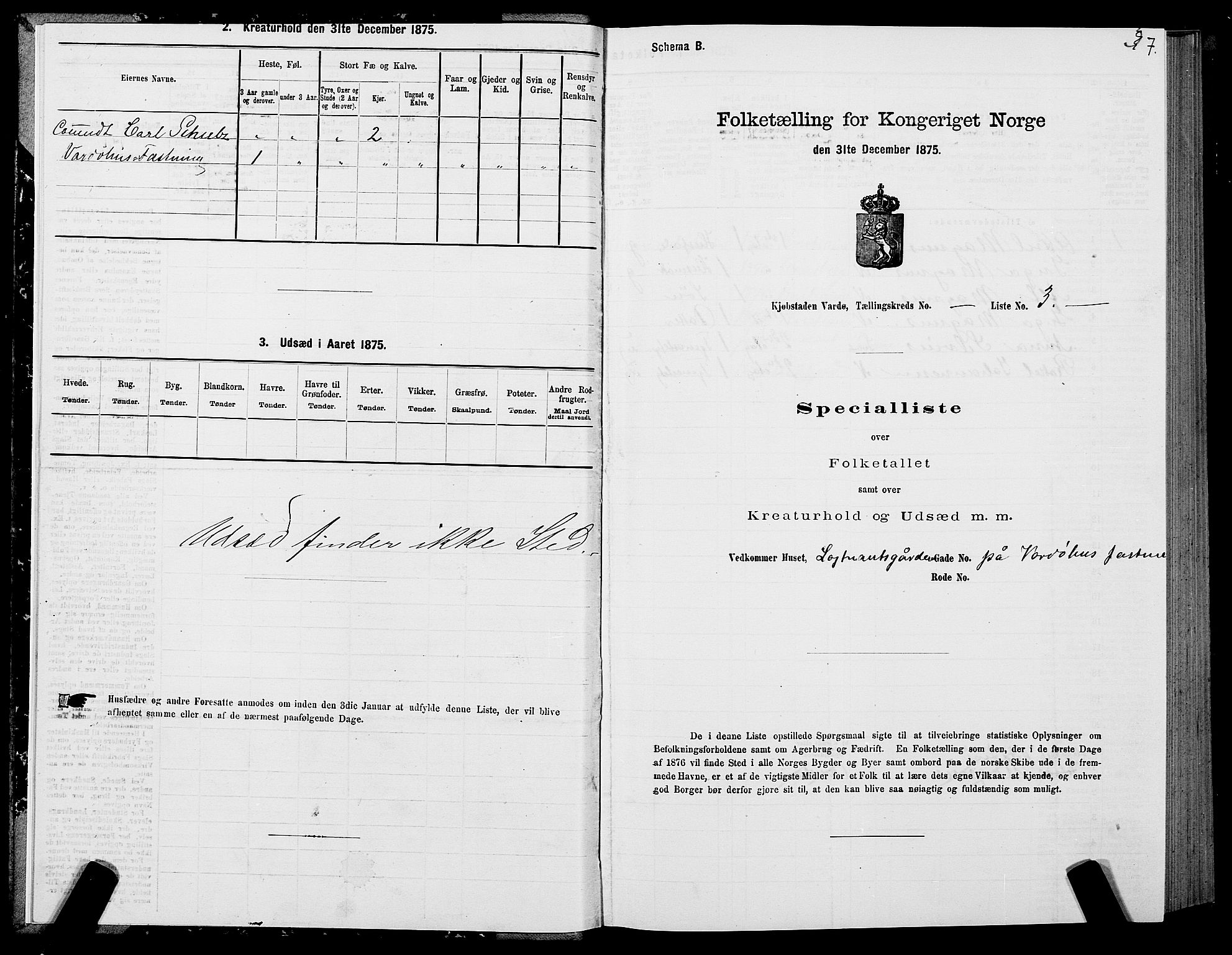 SATØ, 1875 census for 2002B Vardø/Vardø, 1875, p. 1007