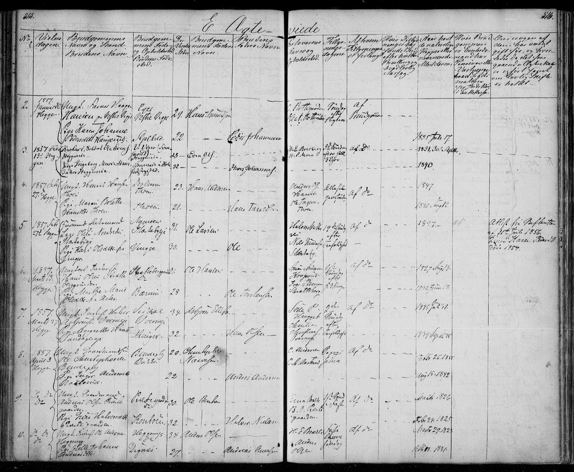 Modum kirkebøker, AV/SAKO-A-234/F/Fa/L0008: Parish register (official) no. 8, 1851-1859, p. 515-516