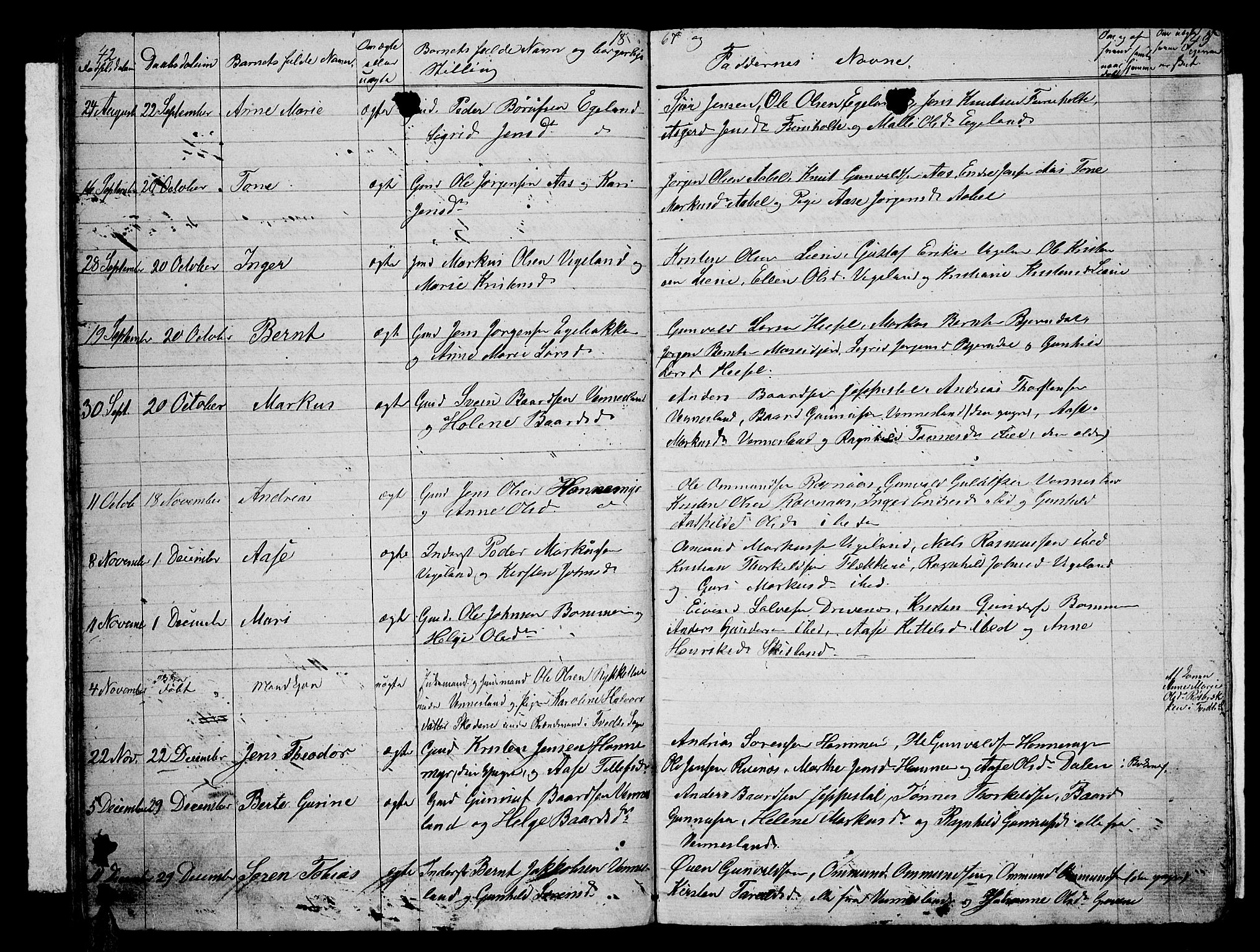 Vennesla sokneprestkontor, SAK/1111-0045/Fb/Fbb/L0002: Parish register (copy) no. B 2, 1859-1879, p. 42-43