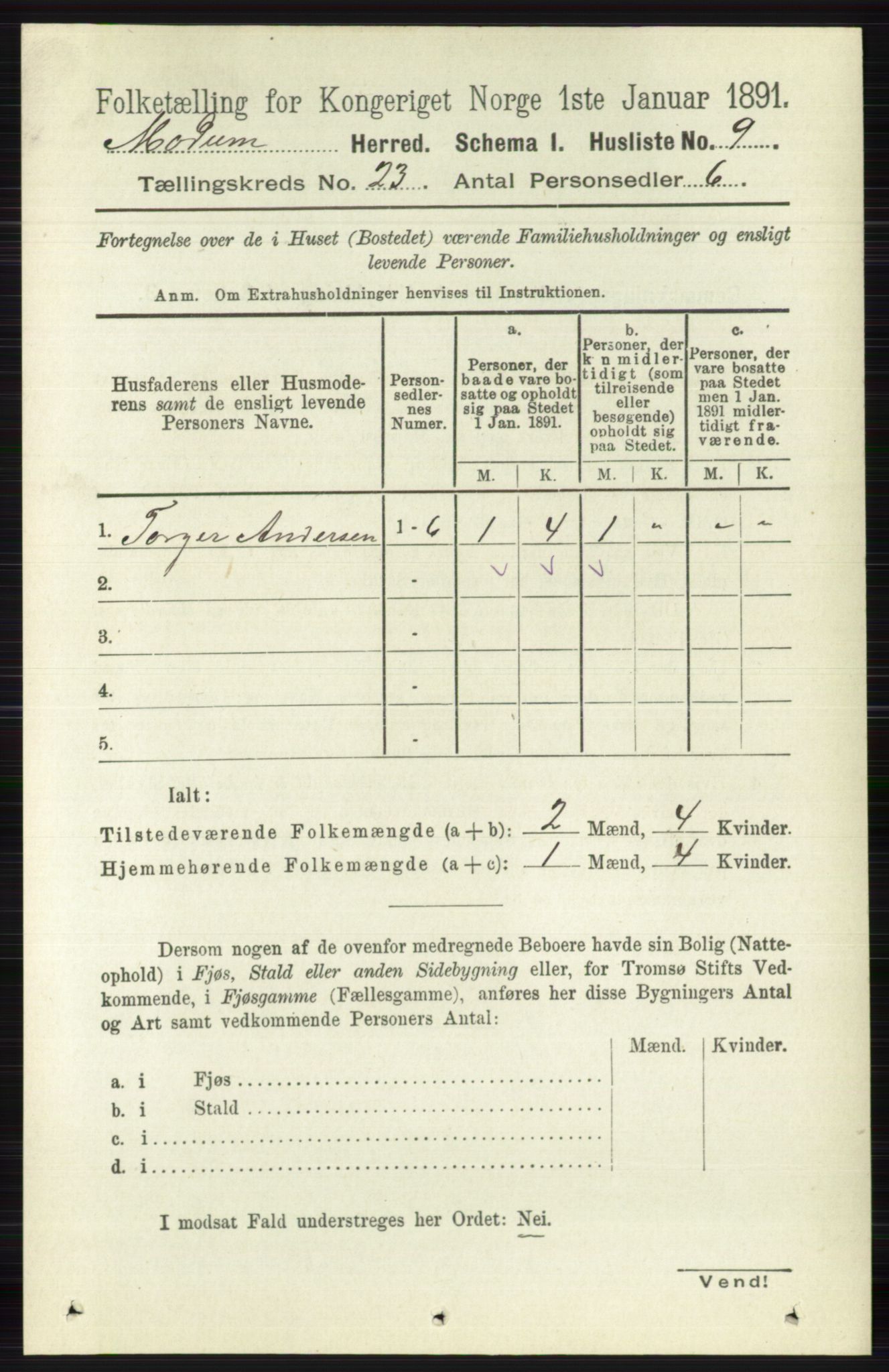 RA, 1891 census for 0623 Modum, 1891, p. 8676