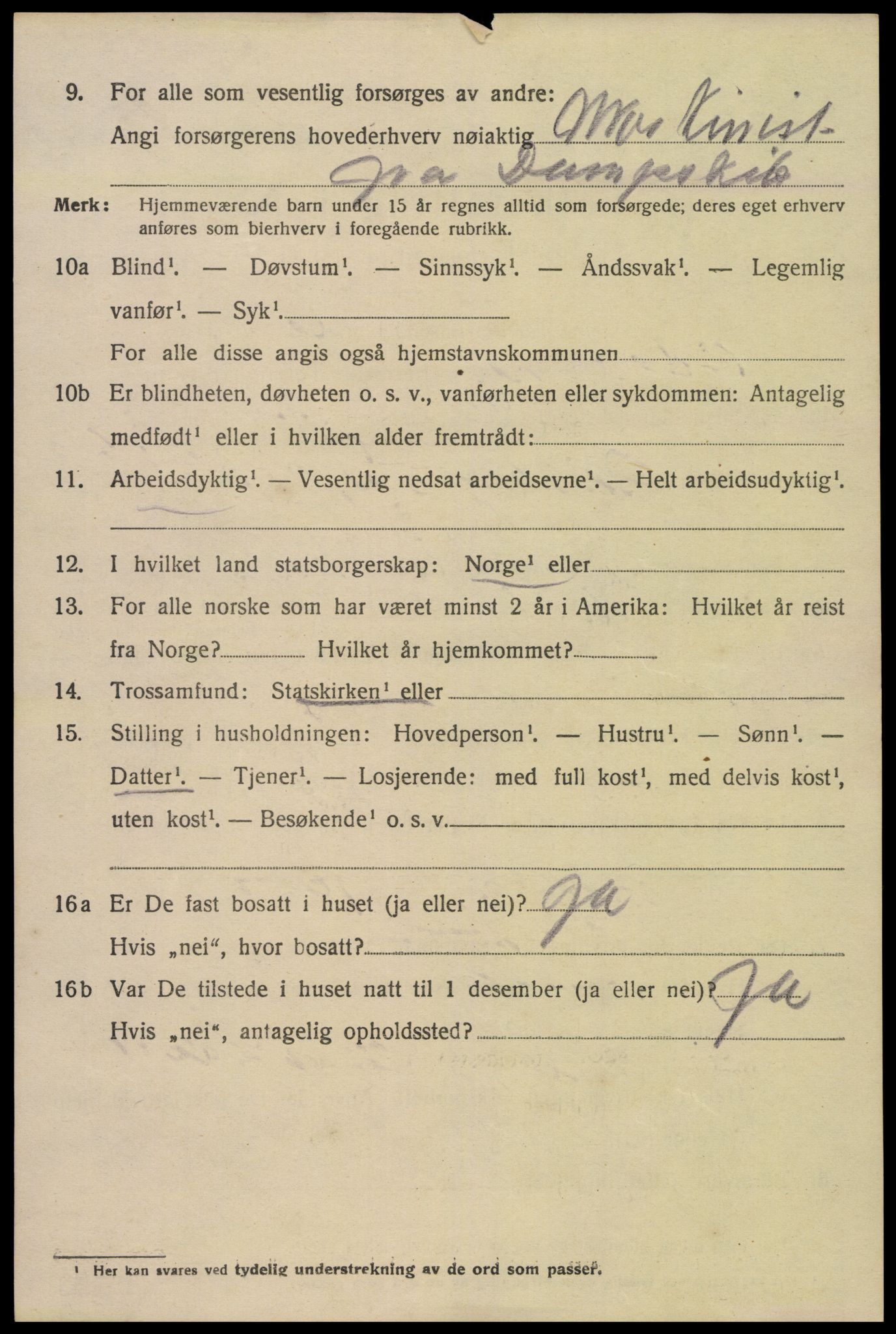 SAK, 1920 census for Oddernes, 1920, p. 11806