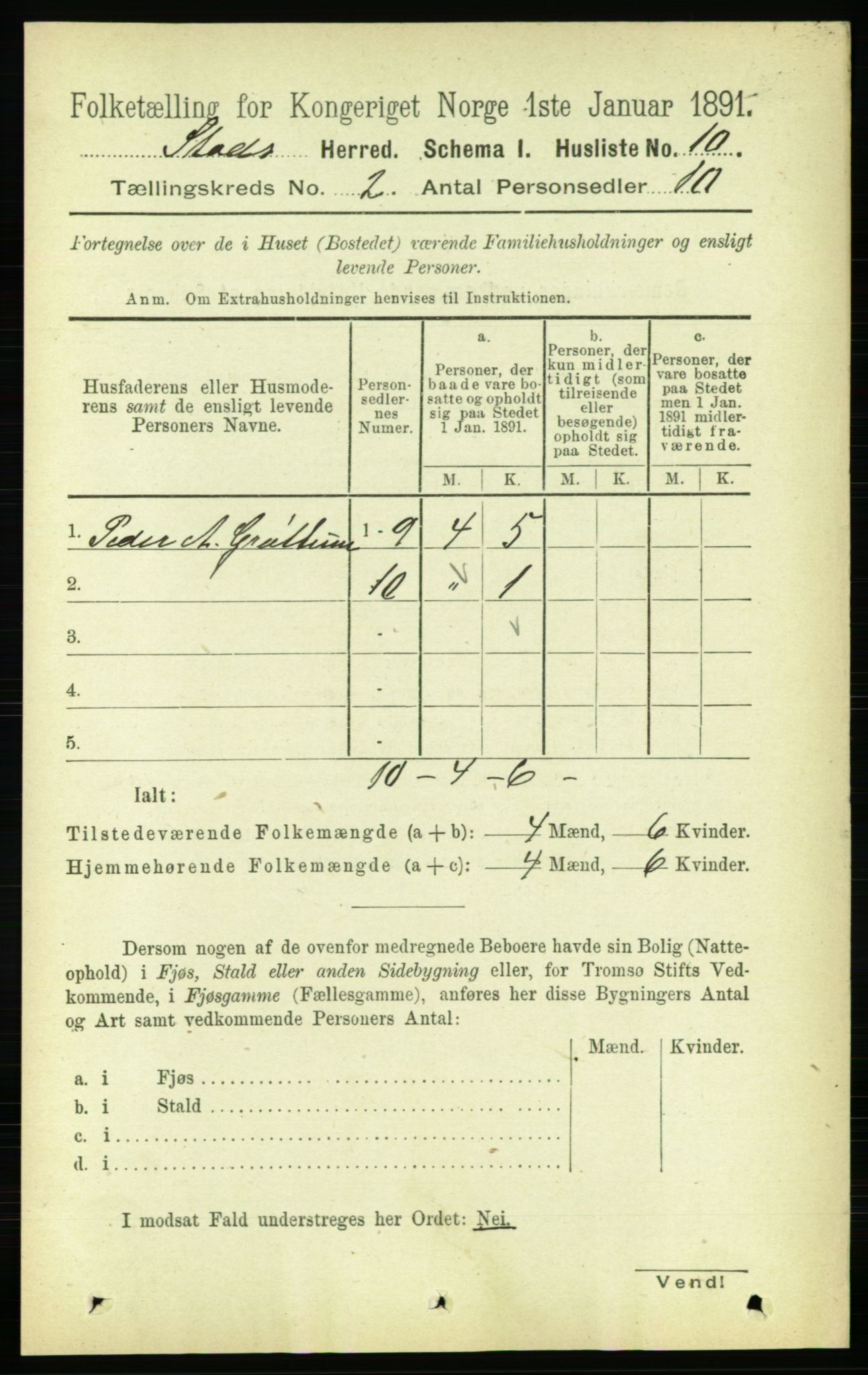 RA, 1891 census for 1734 Stod, 1891, p. 605