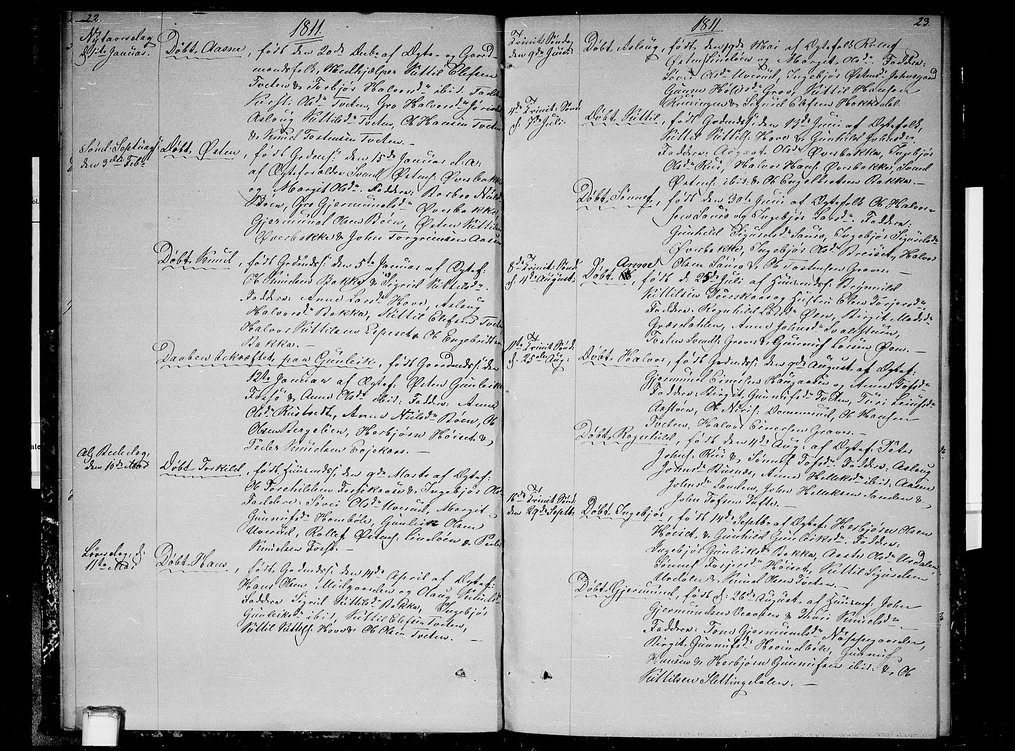 Gransherad kirkebøker, SAKO/A-267/F/Fb/L0001: Parish register (official) no. II 1, 1800-1814, p. 22-23