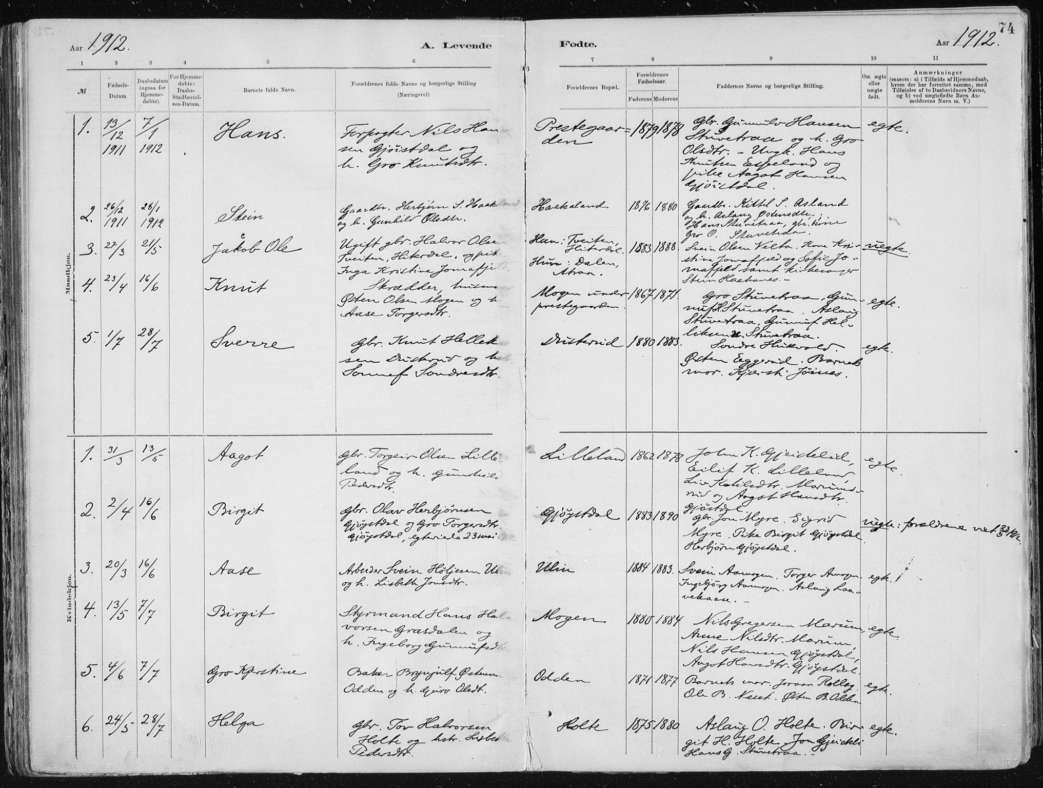 Tinn kirkebøker, SAKO/A-308/F/Fa/L0007: Parish register (official) no. I 7, 1878-1922, p. 74