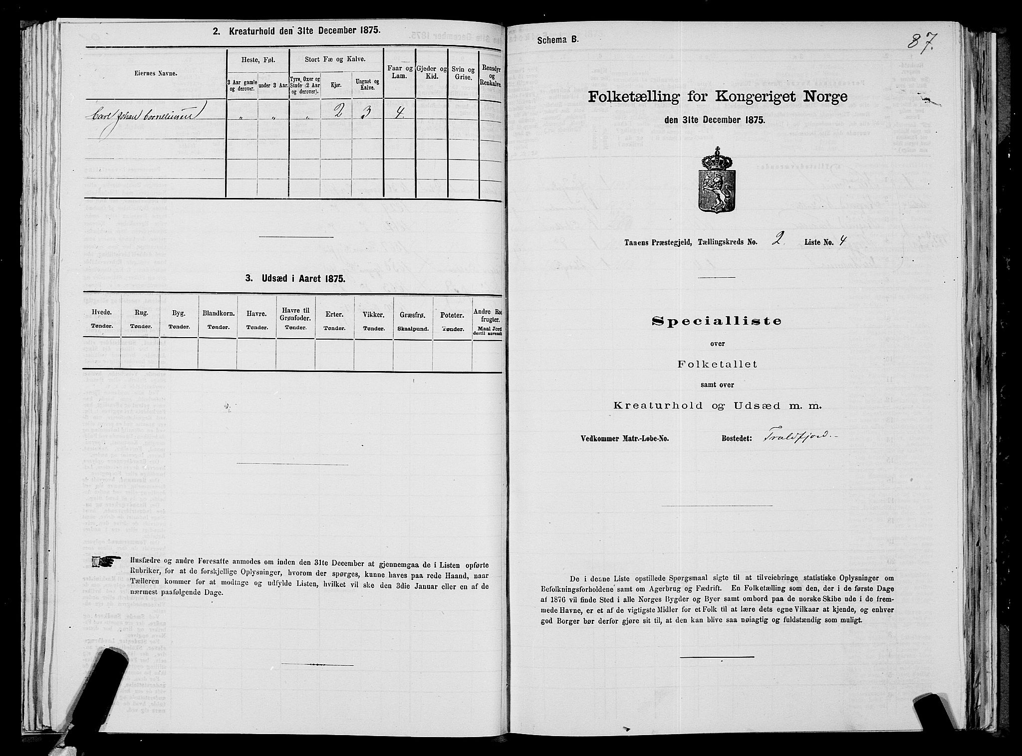 SATØ, 1875 census for 2025P Tana, 1875, p. 1087