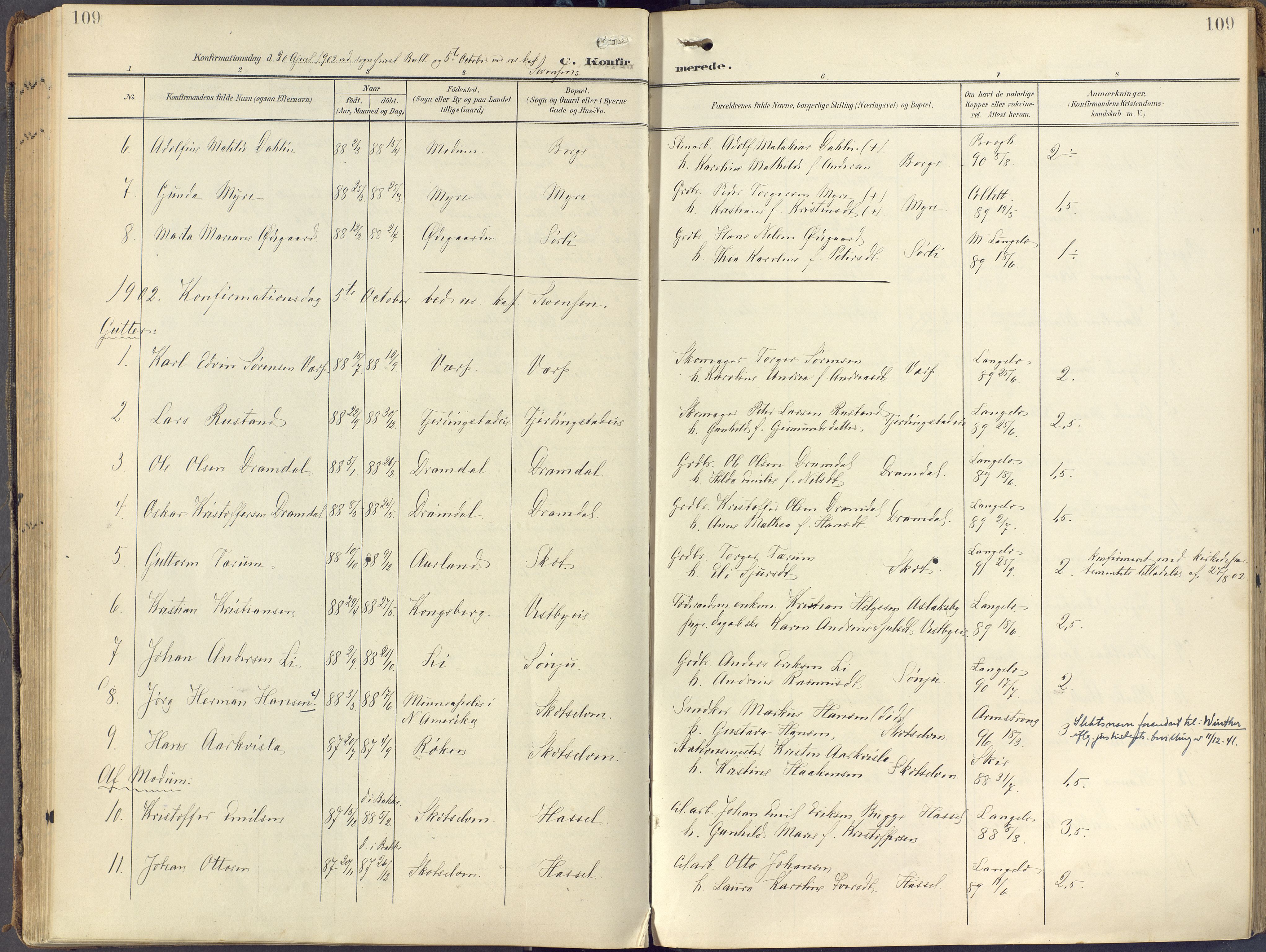 Eiker kirkebøker, AV/SAKO-A-4/F/Fc/L0004: Parish register (official) no. III 4, 1900-1919, p. 109