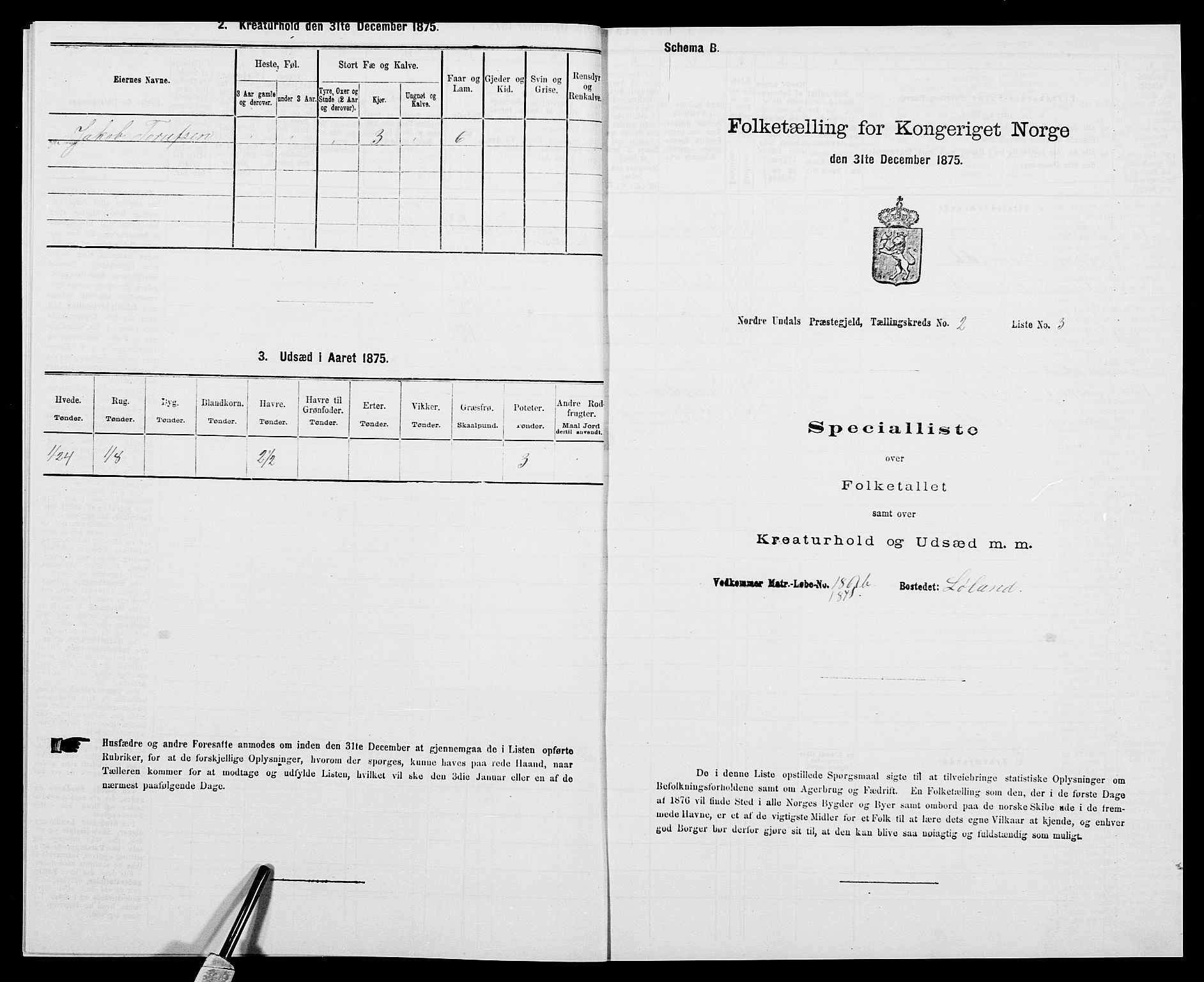 SAK, 1875 census for 1028P Nord-Audnedal, 1875, p. 171