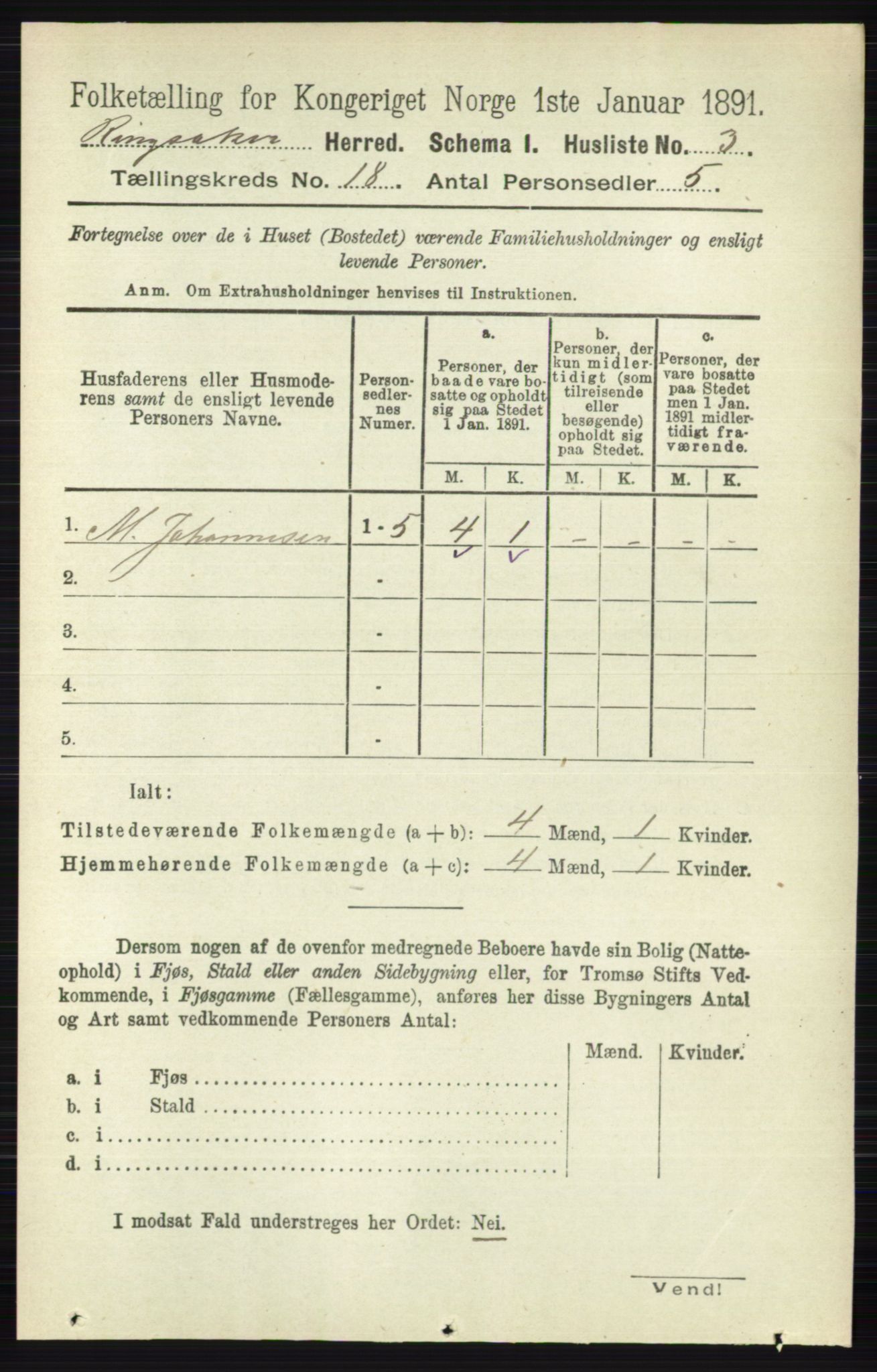 RA, 1891 census for 0412 Ringsaker, 1891, p. 10299