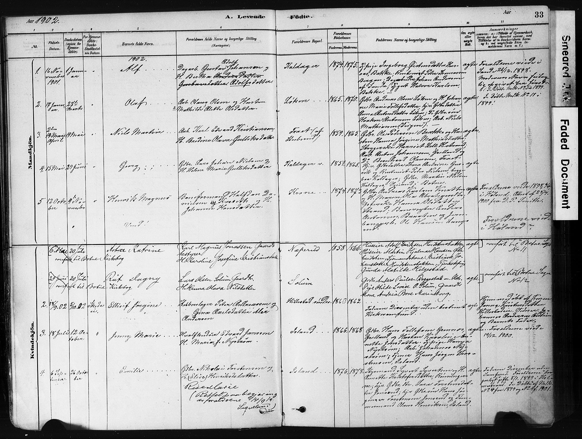 Botne kirkebøker, AV/SAKO-A-340/F/Fb/L0001: Parish register (official) no. II 1, 1878-1902, p. 33