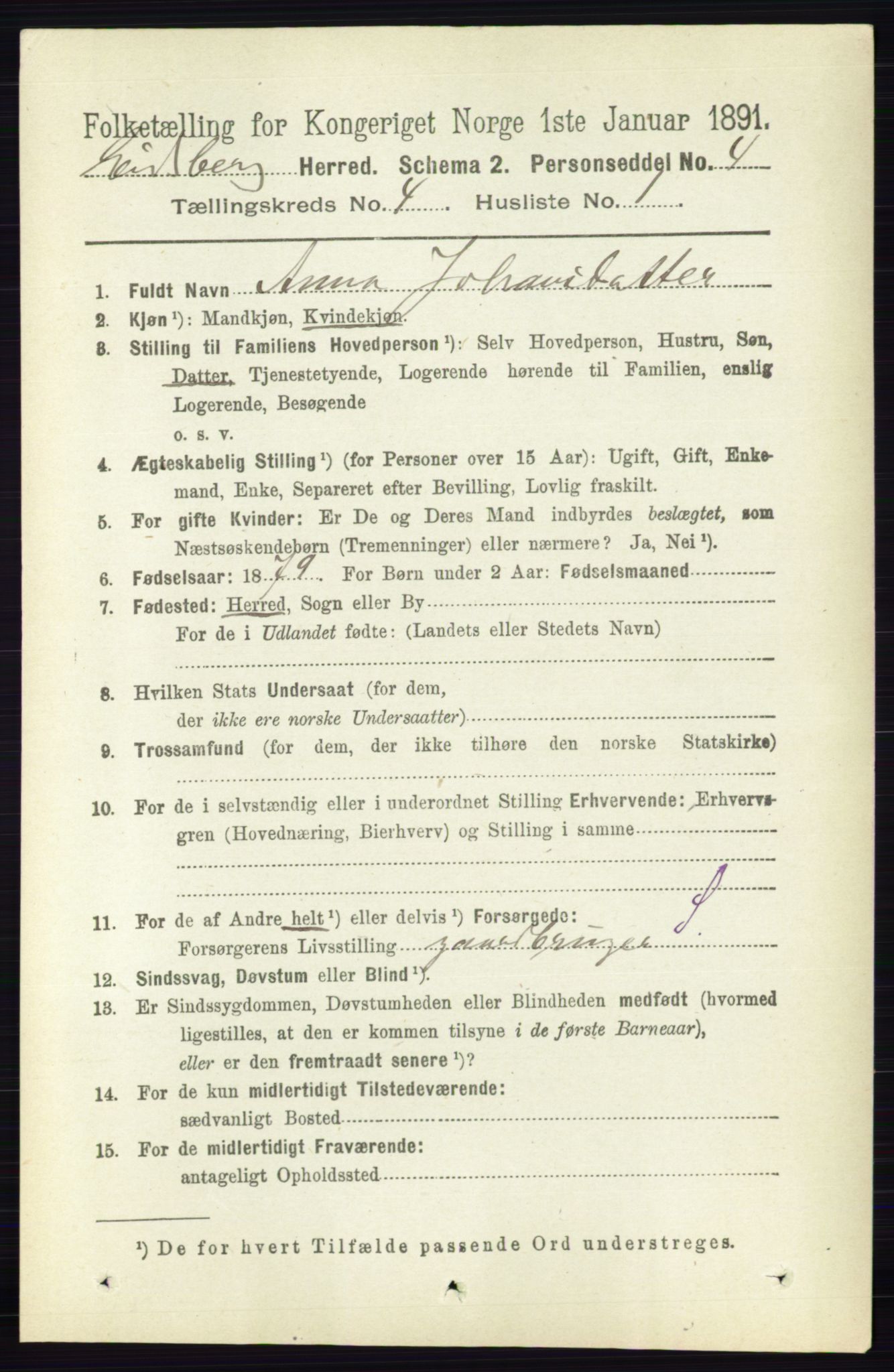 RA, 1891 census for 0125 Eidsberg, 1891, p. 2374