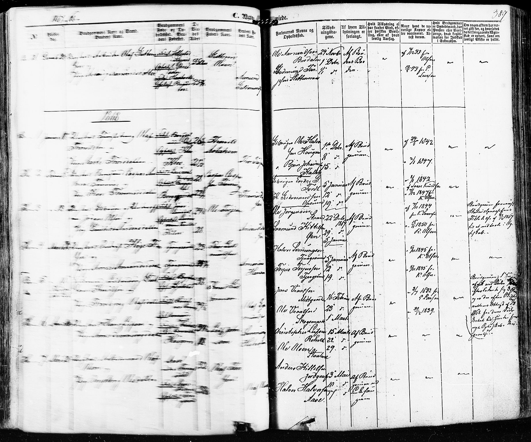 Kviteseid kirkebøker, SAKO/A-276/F/Fa/L0007: Parish register (official) no. I 7, 1859-1881, p. 389