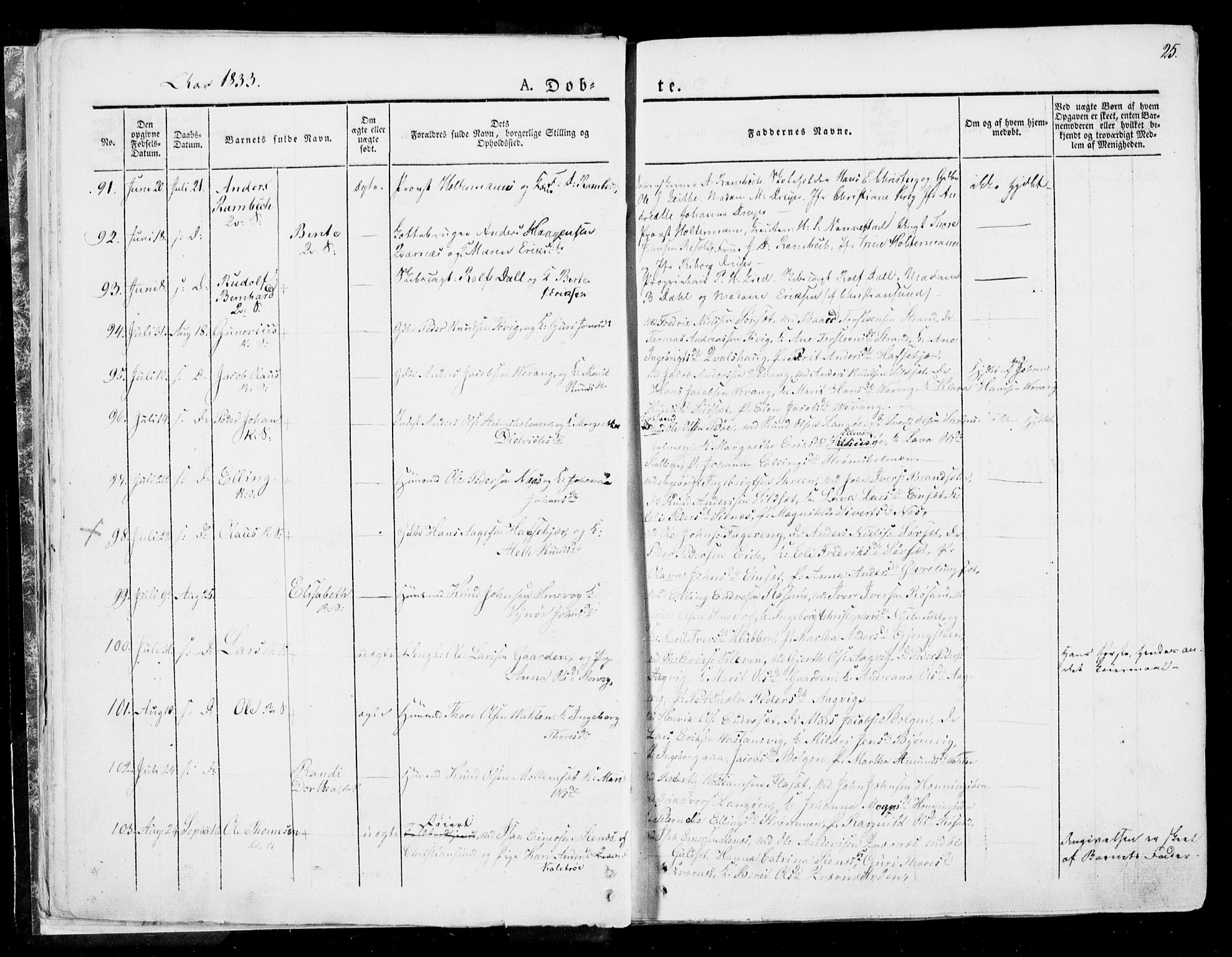Ministerialprotokoller, klokkerbøker og fødselsregistre - Møre og Romsdal, SAT/A-1454/568/L0803: Parish register (official) no. 568A10, 1830-1853, p. 25