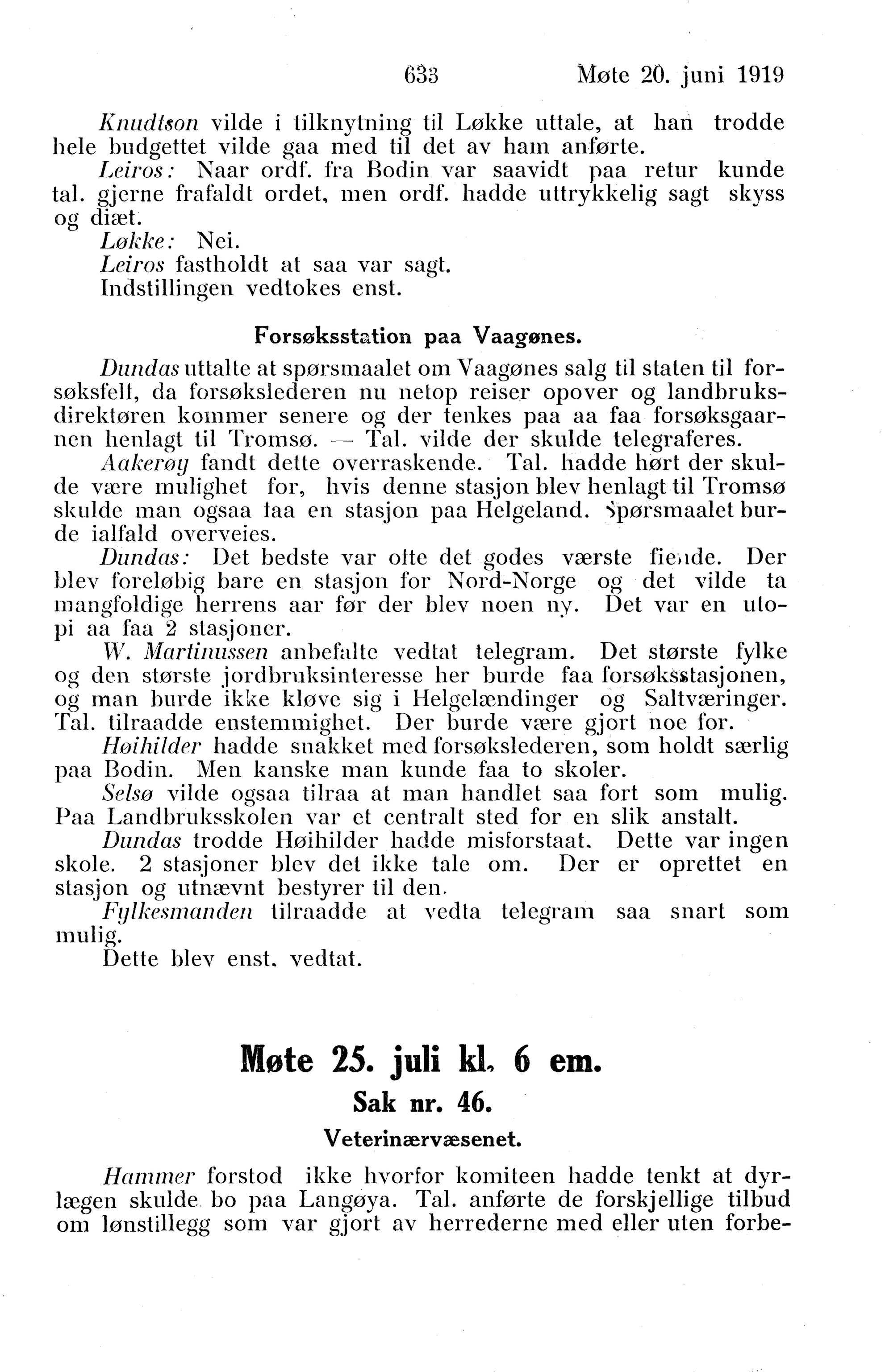 Nordland Fylkeskommune. Fylkestinget, AIN/NFK-17/176/A/Ac/L0042: Fylkestingsforhandlinger 1919, 1919, p. 633