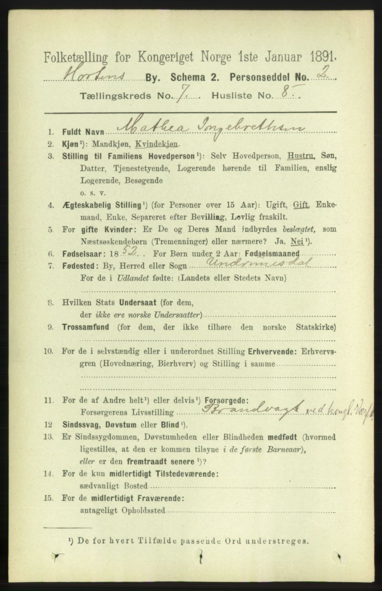 RA, 1891 census for 0703 Horten, 1891, p. 4471