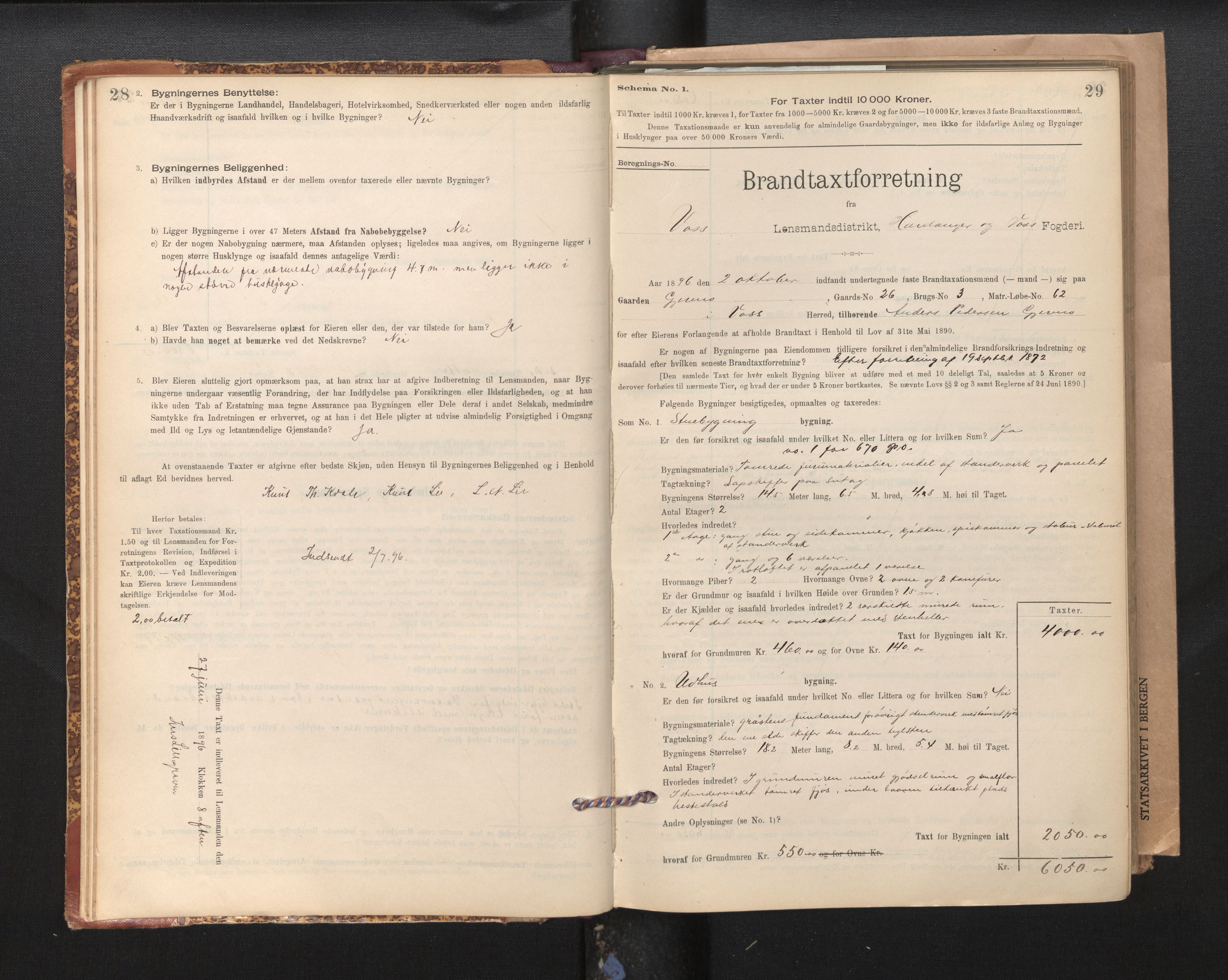 Lensmannen i Voss, SAB/A-35801/0012/L0008: Branntakstprotokoll, skjematakst, 1895-1945, p. 28-29