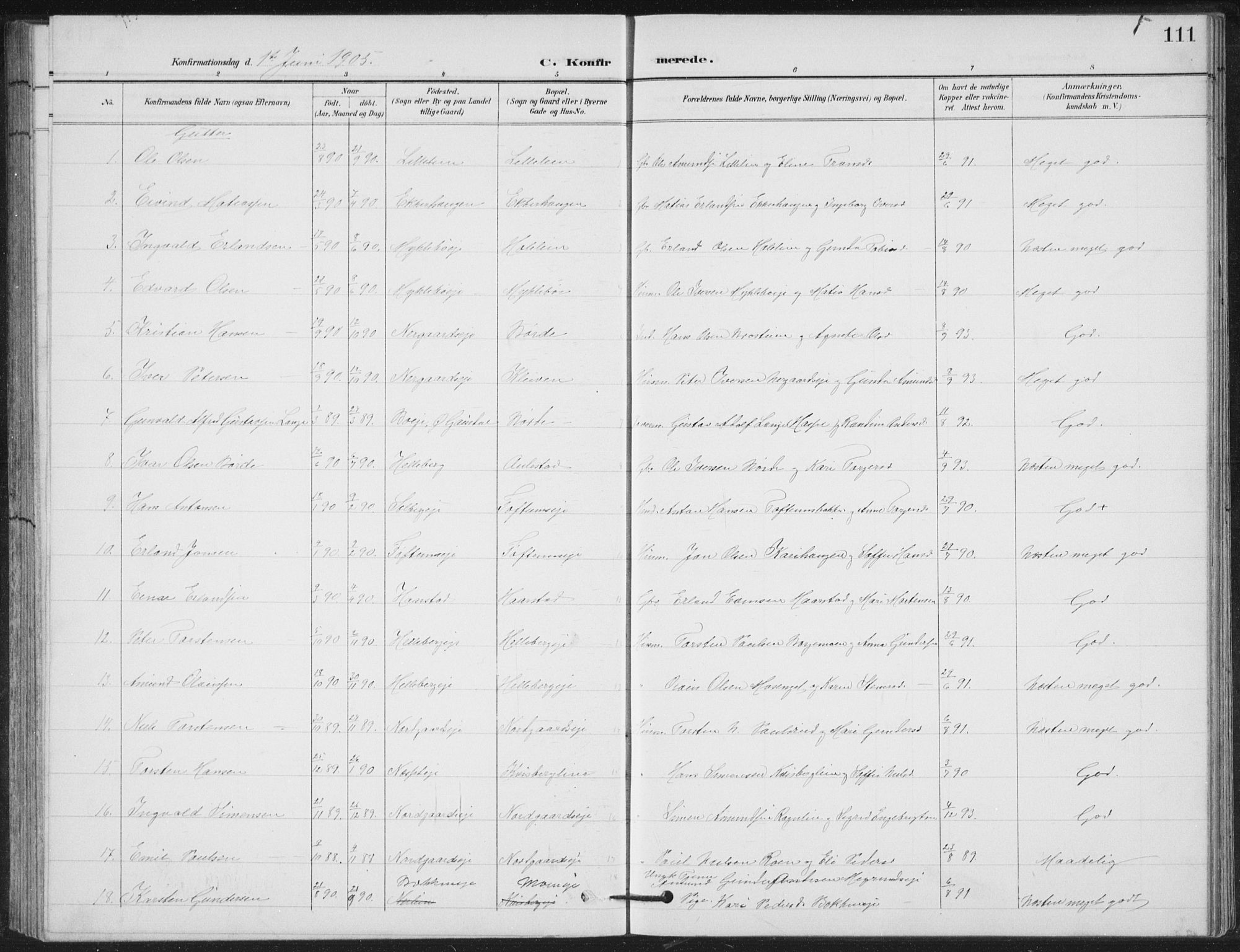 Vestre Gausdal prestekontor, AV/SAH-PREST-094/H/Ha/Hab/L0004: Parish register (copy) no. 4, 1898-1939, p. 111