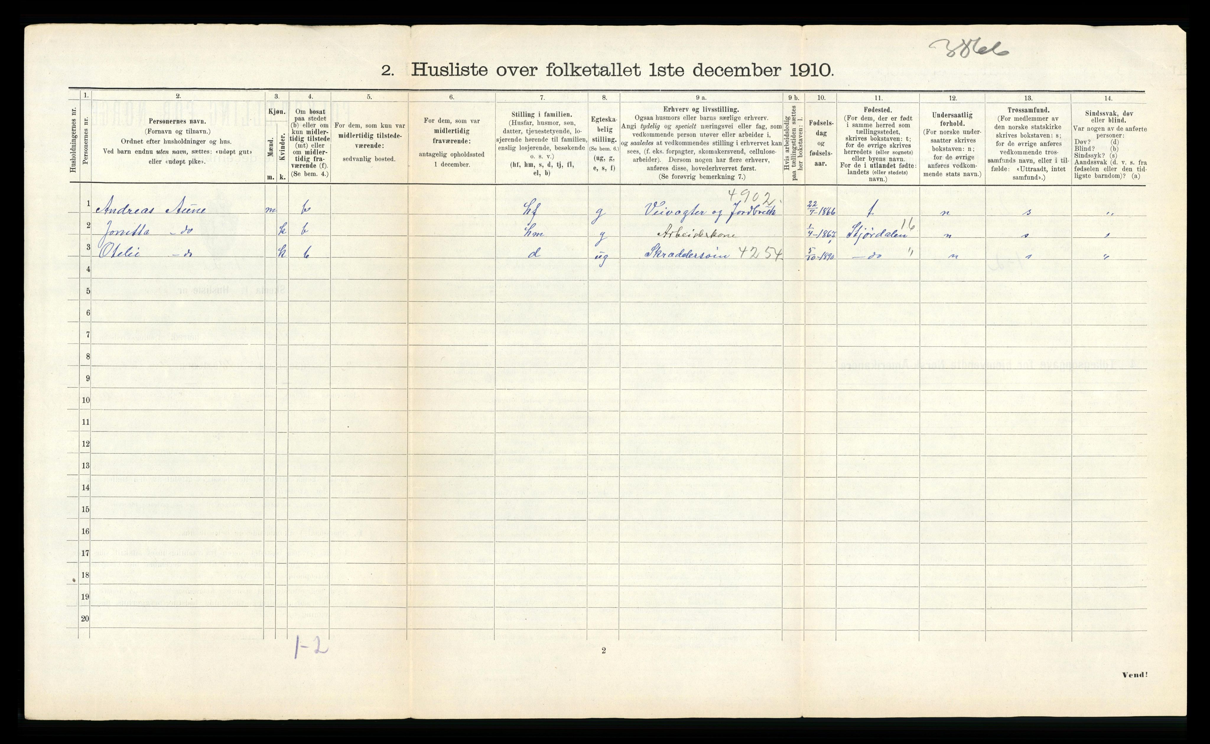 RA, 1910 census for Strinda, 1910, p. 743