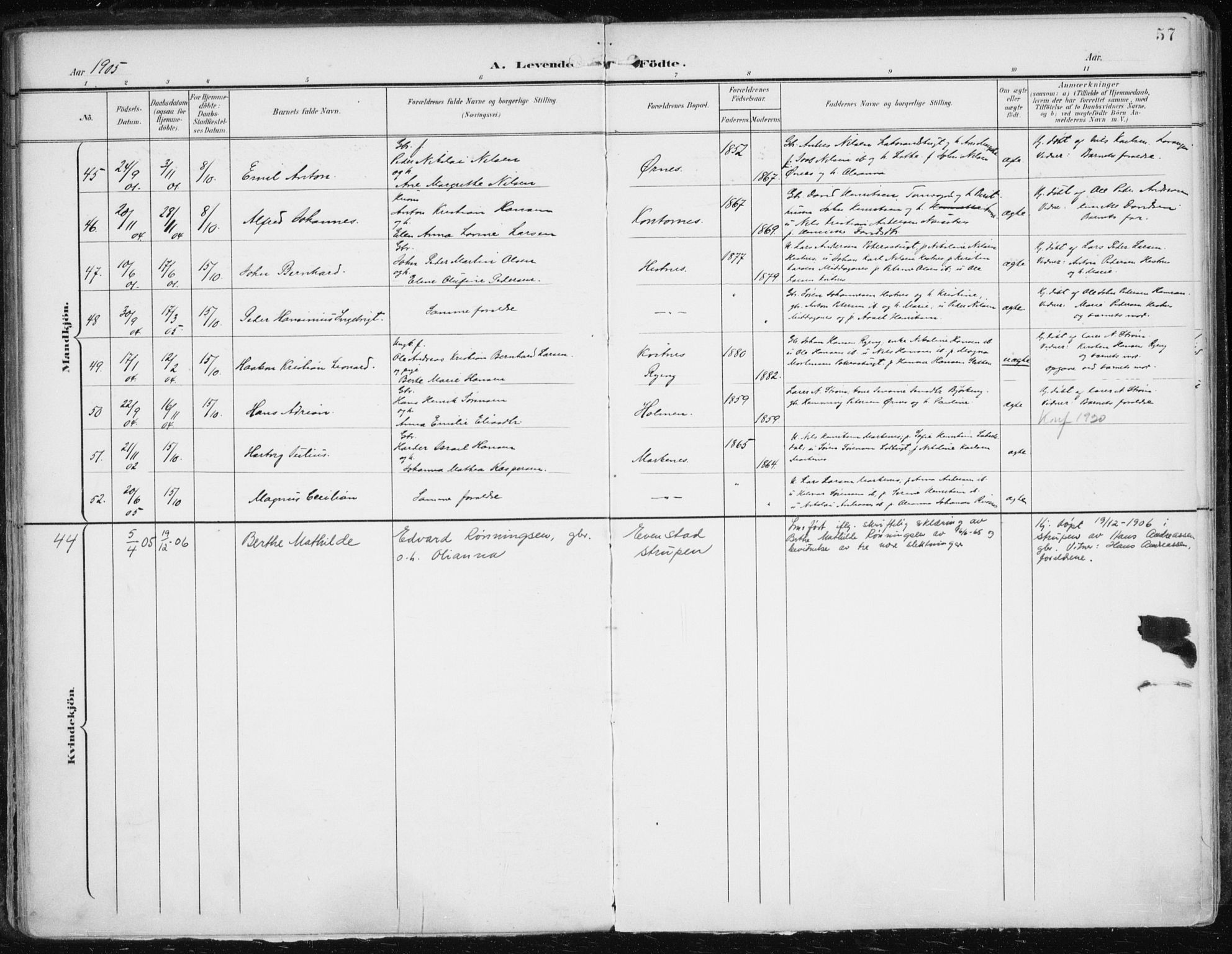 Balsfjord sokneprestembete, AV/SATØ-S-1303/G/Ga/L0006kirke: Parish register (official) no. 6, 1897-1909, p. 57