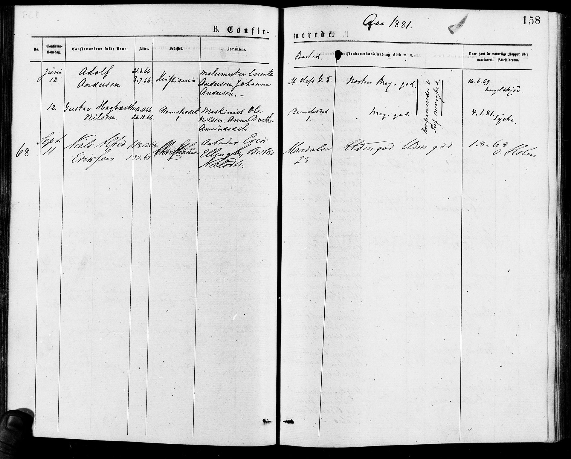 Gamle Aker prestekontor Kirkebøker, AV/SAO-A-10617a/F/L0005: Parish register (official) no. 5, 1873-1881, p. 158