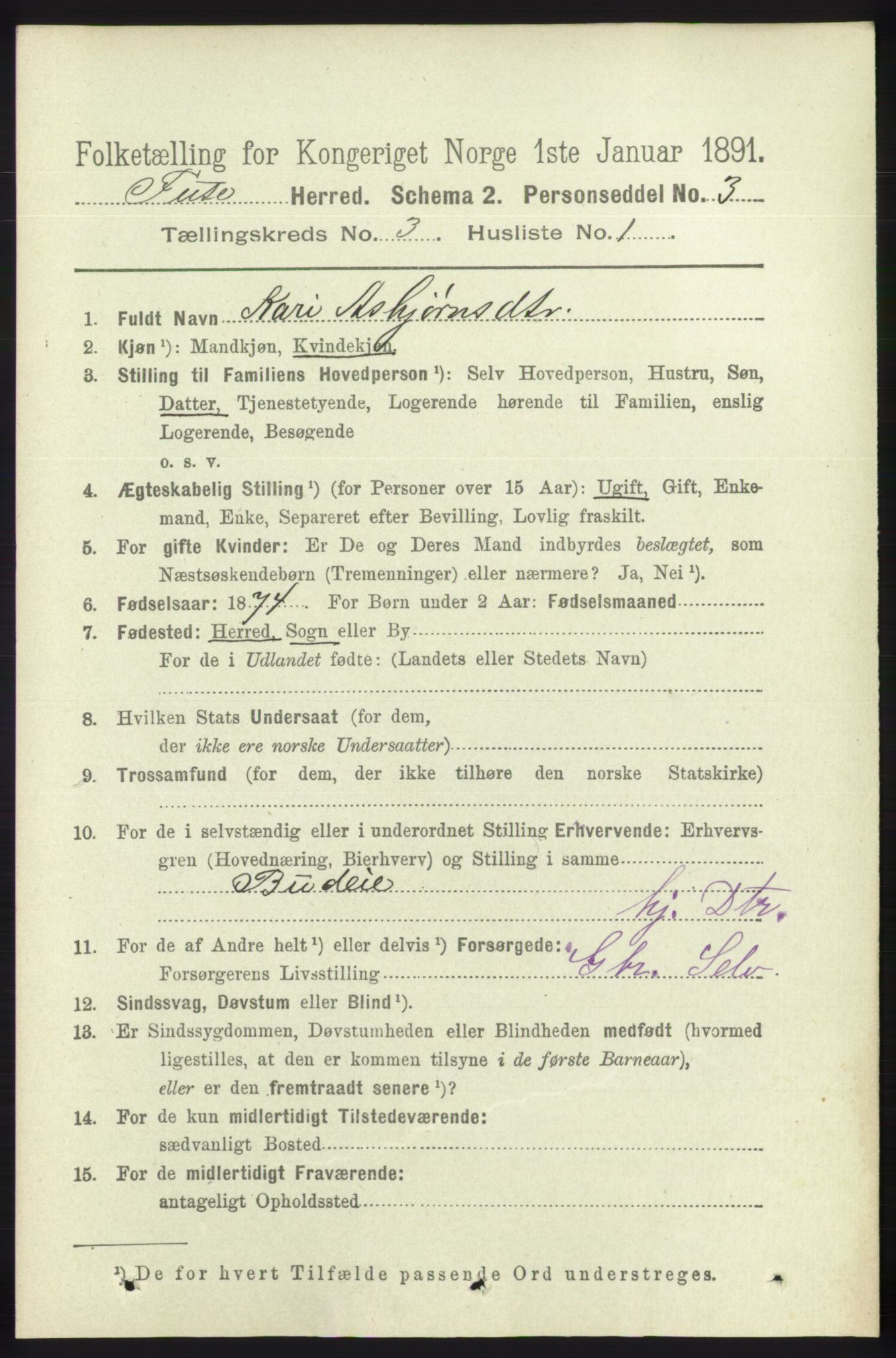 RA, 1891 census for 1241 Fusa, 1891, p. 519
