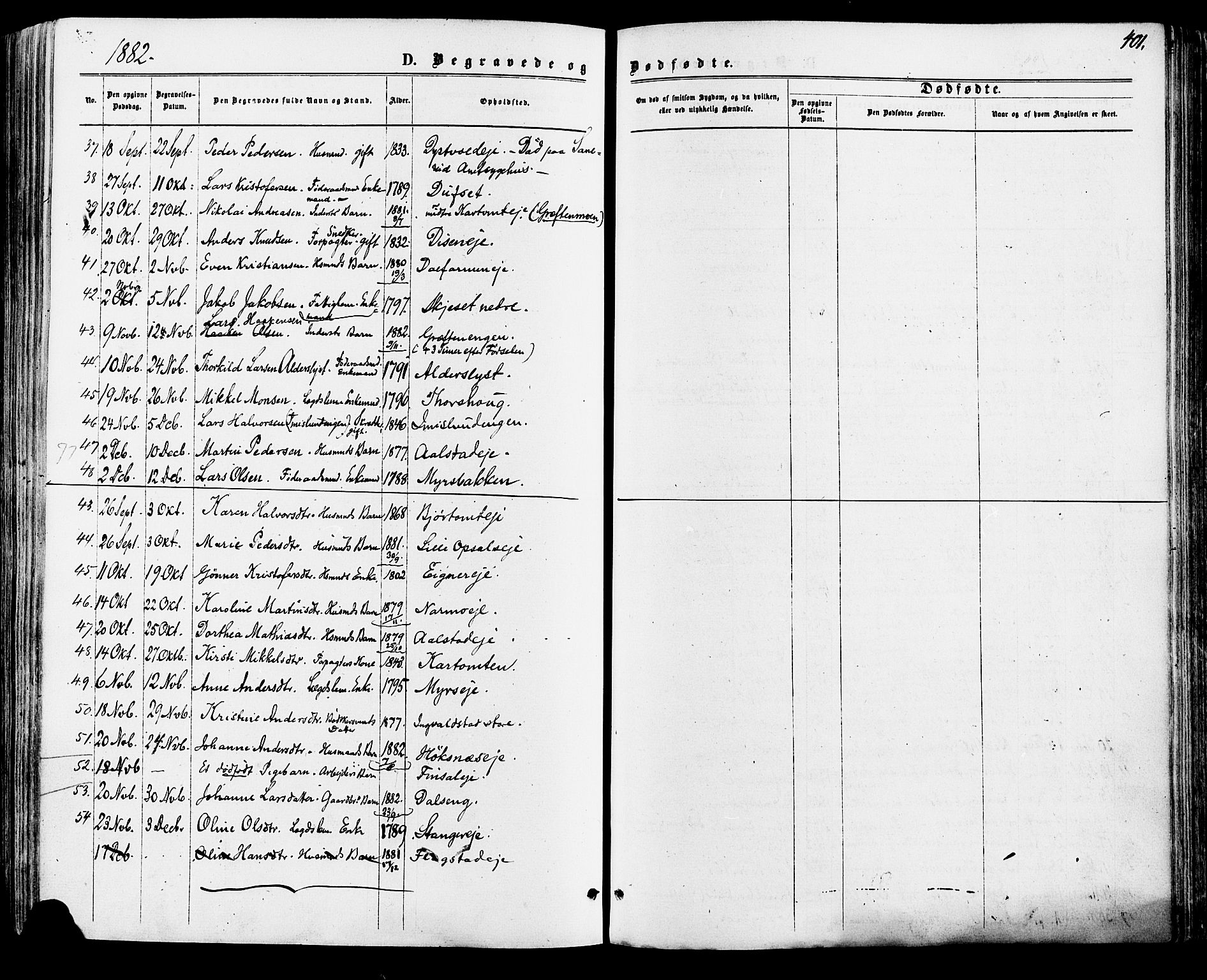 Vang prestekontor, Hedmark, AV/SAH-PREST-008/H/Ha/Haa/L0015: Parish register (official) no. 15, 1871-1885, p. 401