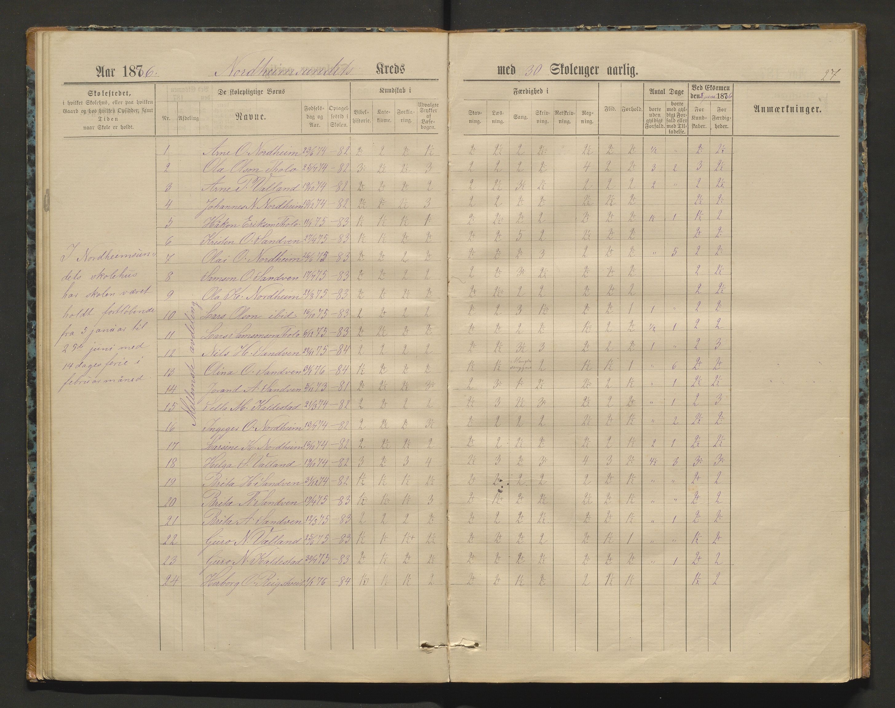 Kvam herad. Barneskulane, IKAH/1238-231/F/Fa/L0002: Skuleprotokoll for Norheimsund krins, 1878-1891, p. 26