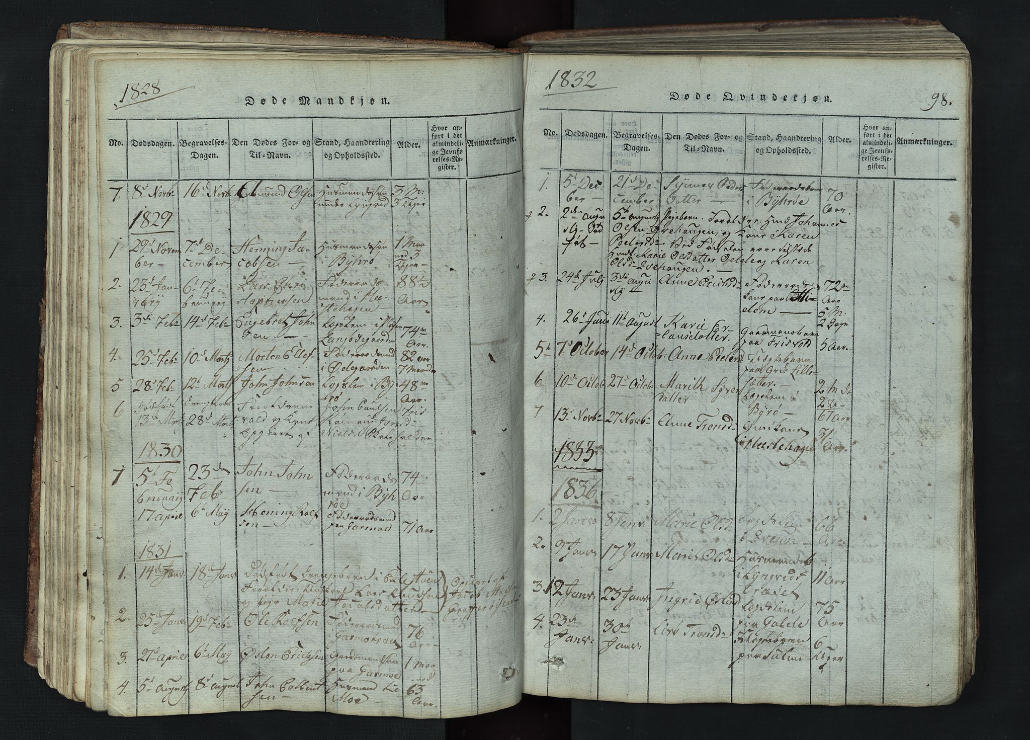 Lom prestekontor, SAH/PREST-070/L/L0002: Parish register (copy) no. 2, 1815-1844, p. 98