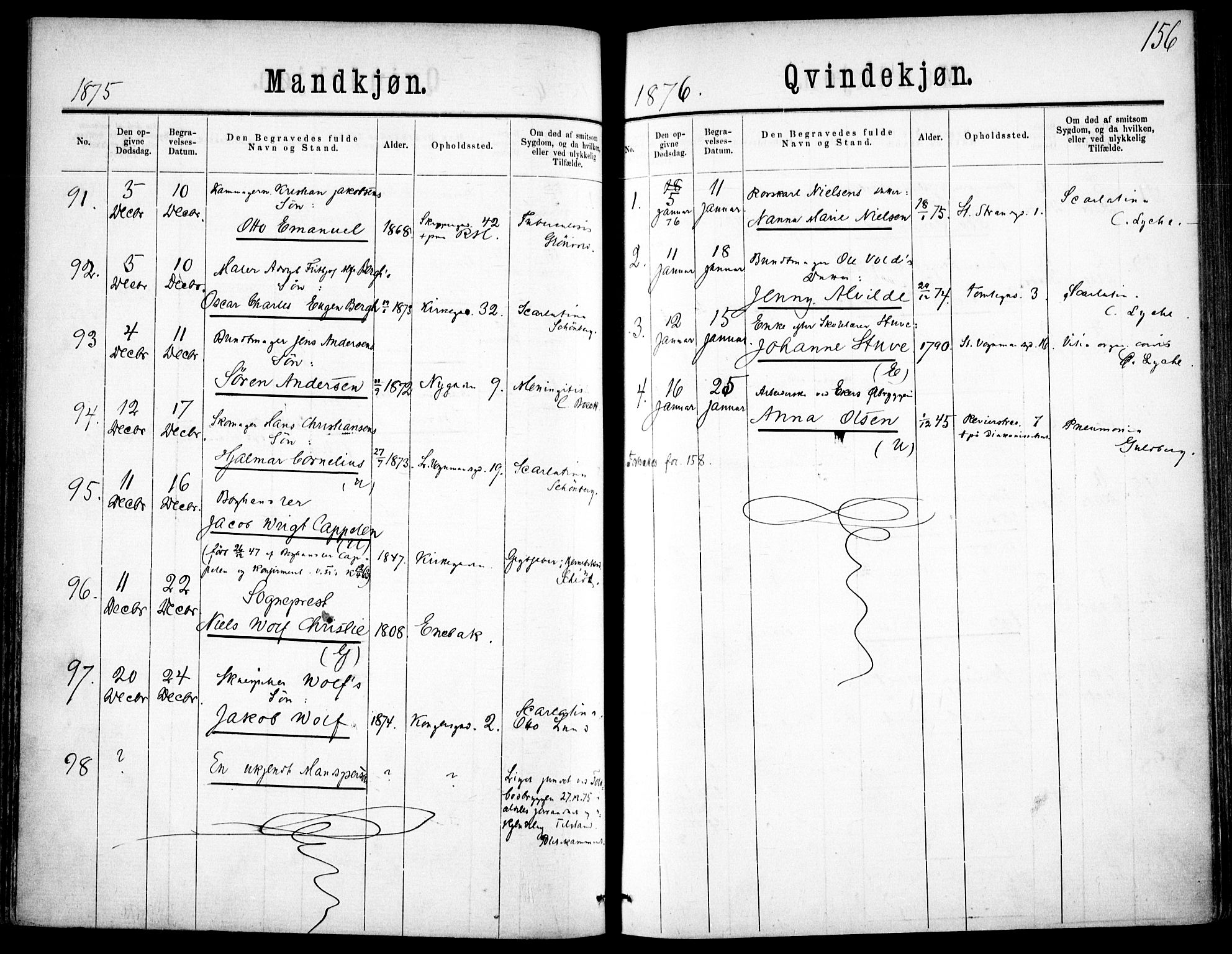 Oslo domkirke Kirkebøker, SAO/A-10752/F/Fa/L0026: Parish register (official) no. 26, 1867-1884, p. 156