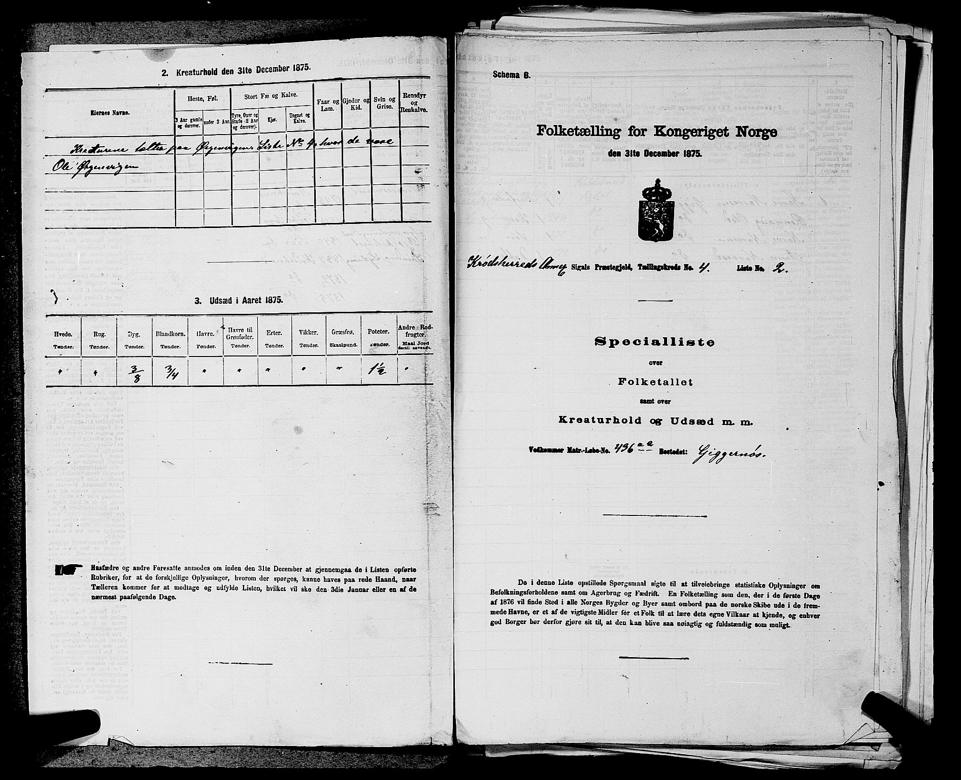 SAKO, 1875 census for 0621P Sigdal, 1875, p. 1607