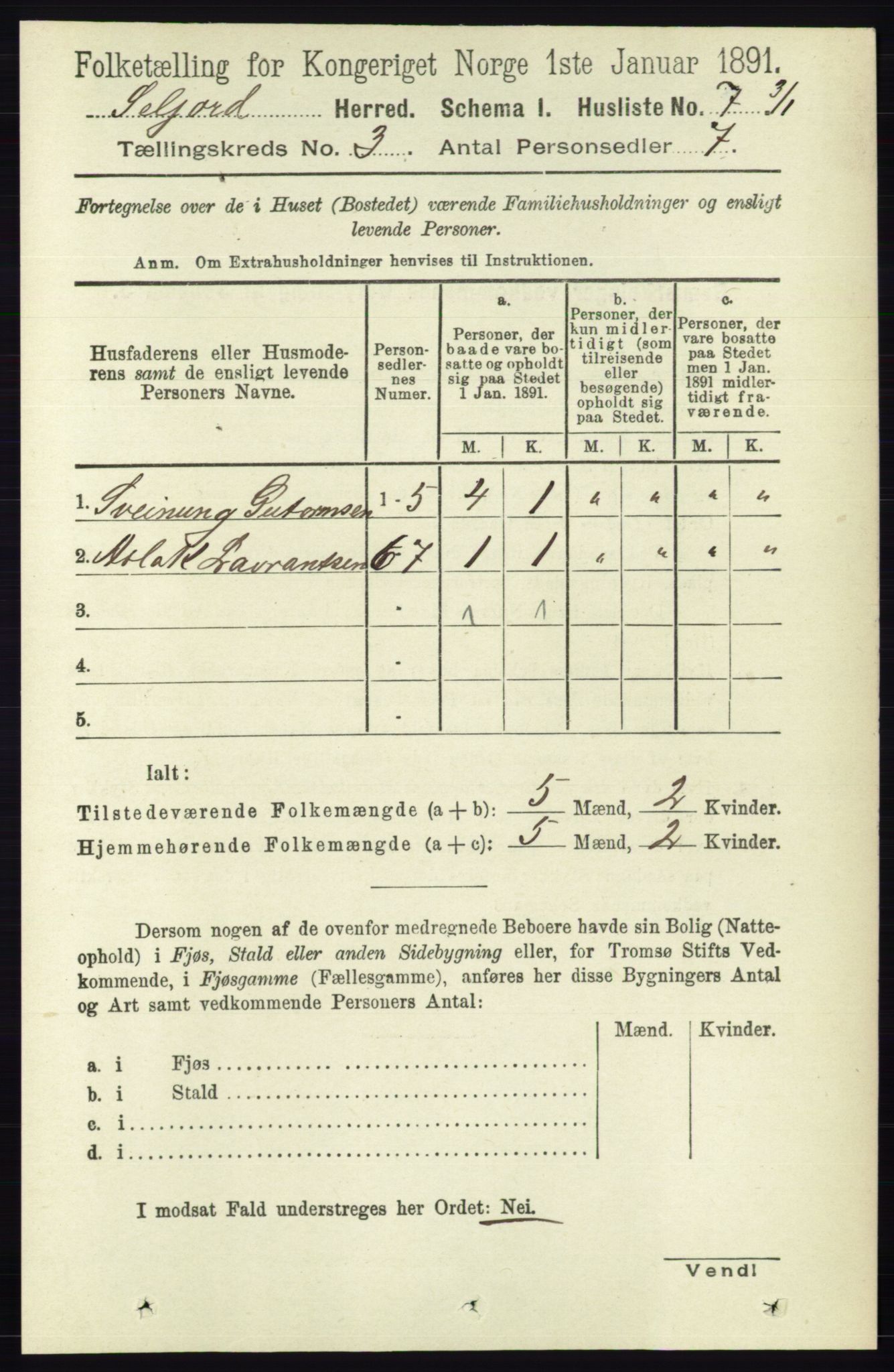 RA, 1891 census for 0828 Seljord, 1891, p. 941