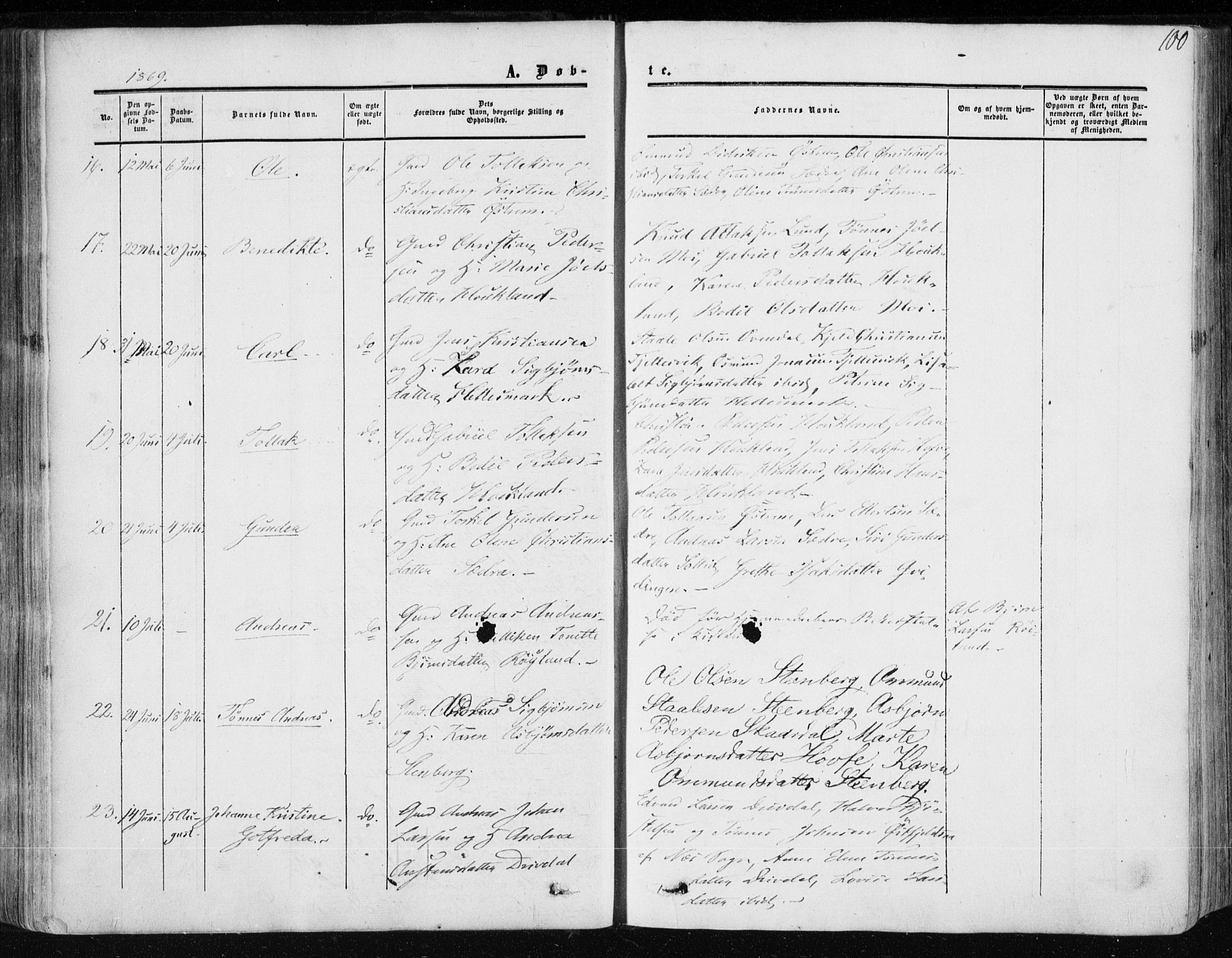 Lund sokneprestkontor, AV/SAST-A-101809/S06/L0009: Parish register (official) no. A 8, 1853-1877, p. 100